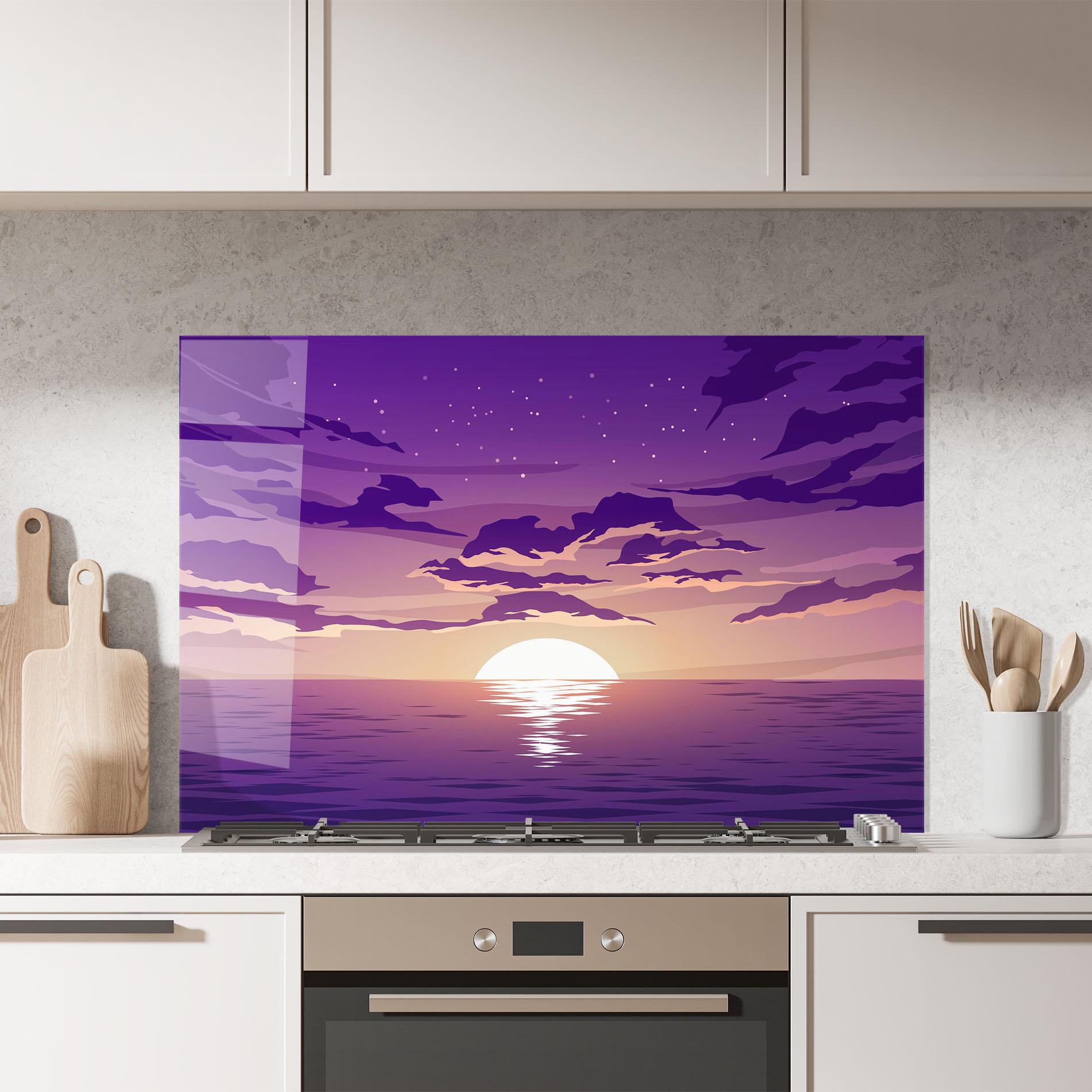 Стъклен панел за кухня Cloud Purple mockup 7