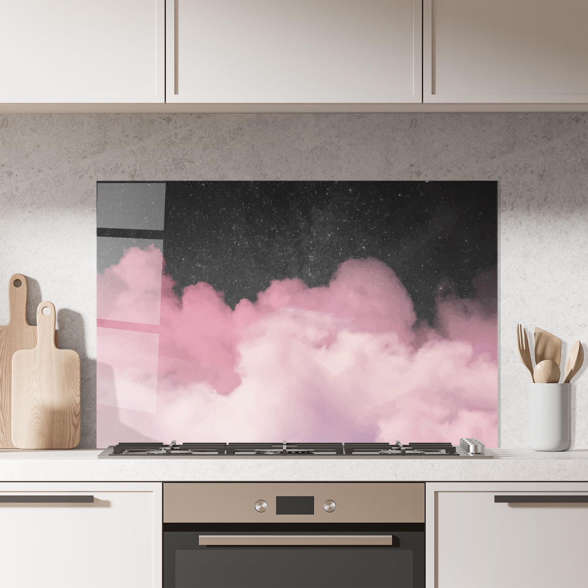 Стъклен панел за кухня Clouds Watercolor Purple mockup 7