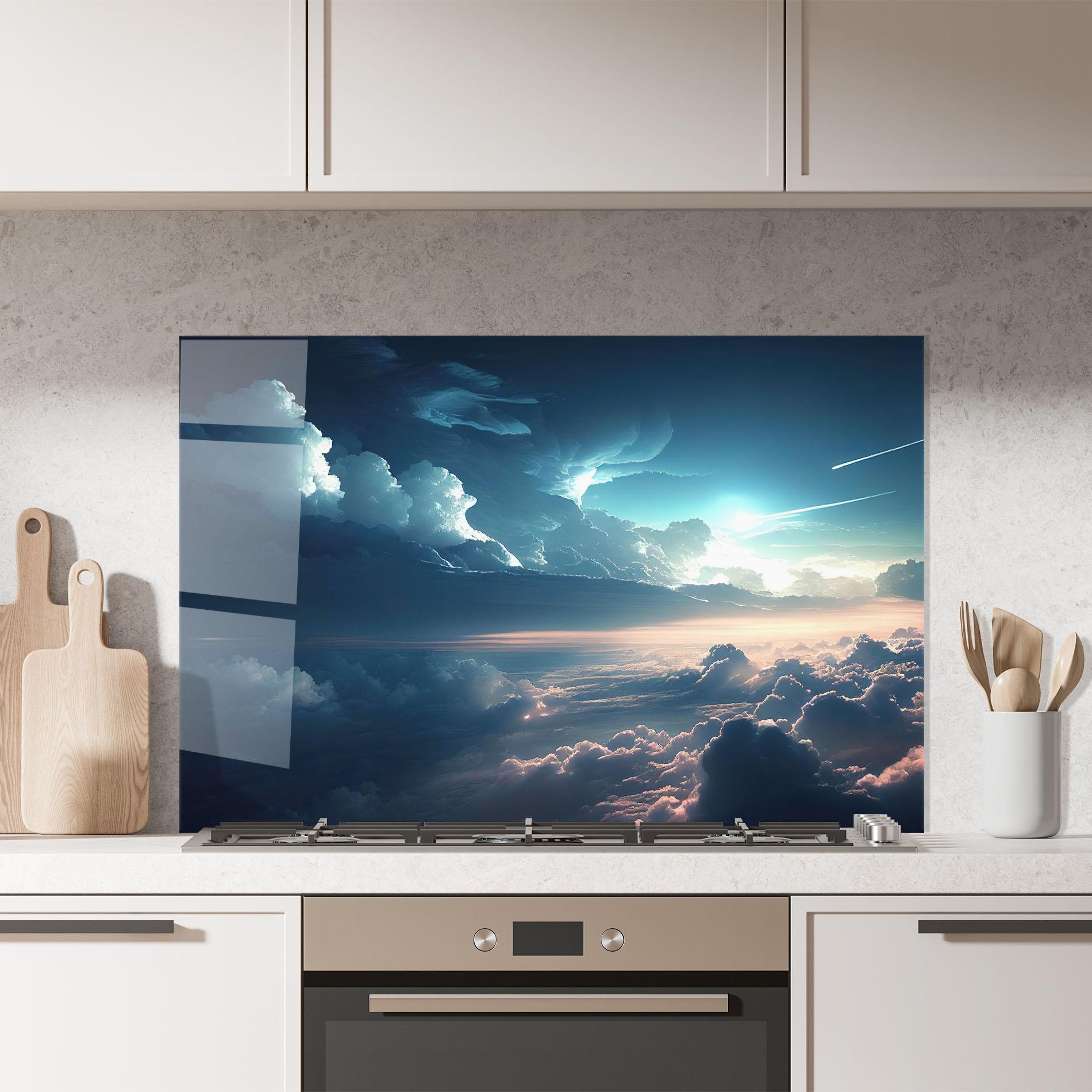 Стъклен панел за кухня Dark Clouds mockup 7