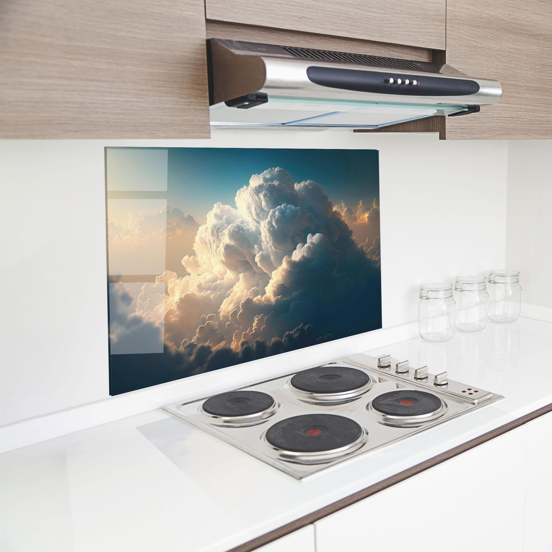 Стъклен панел за кухня Big Puffy Clouds mockup 8