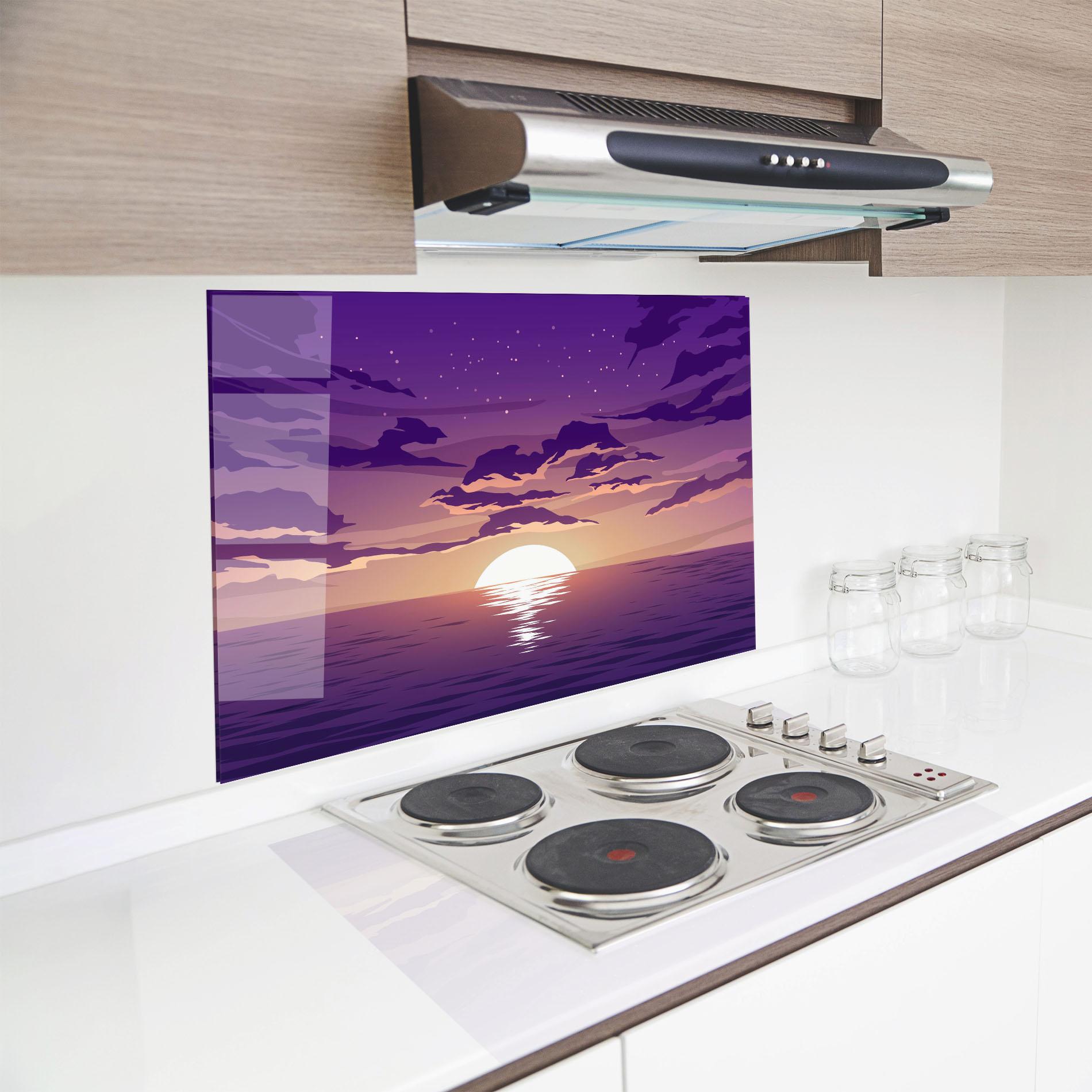 Стъклен панел за кухня Cloud Purple mockup 8