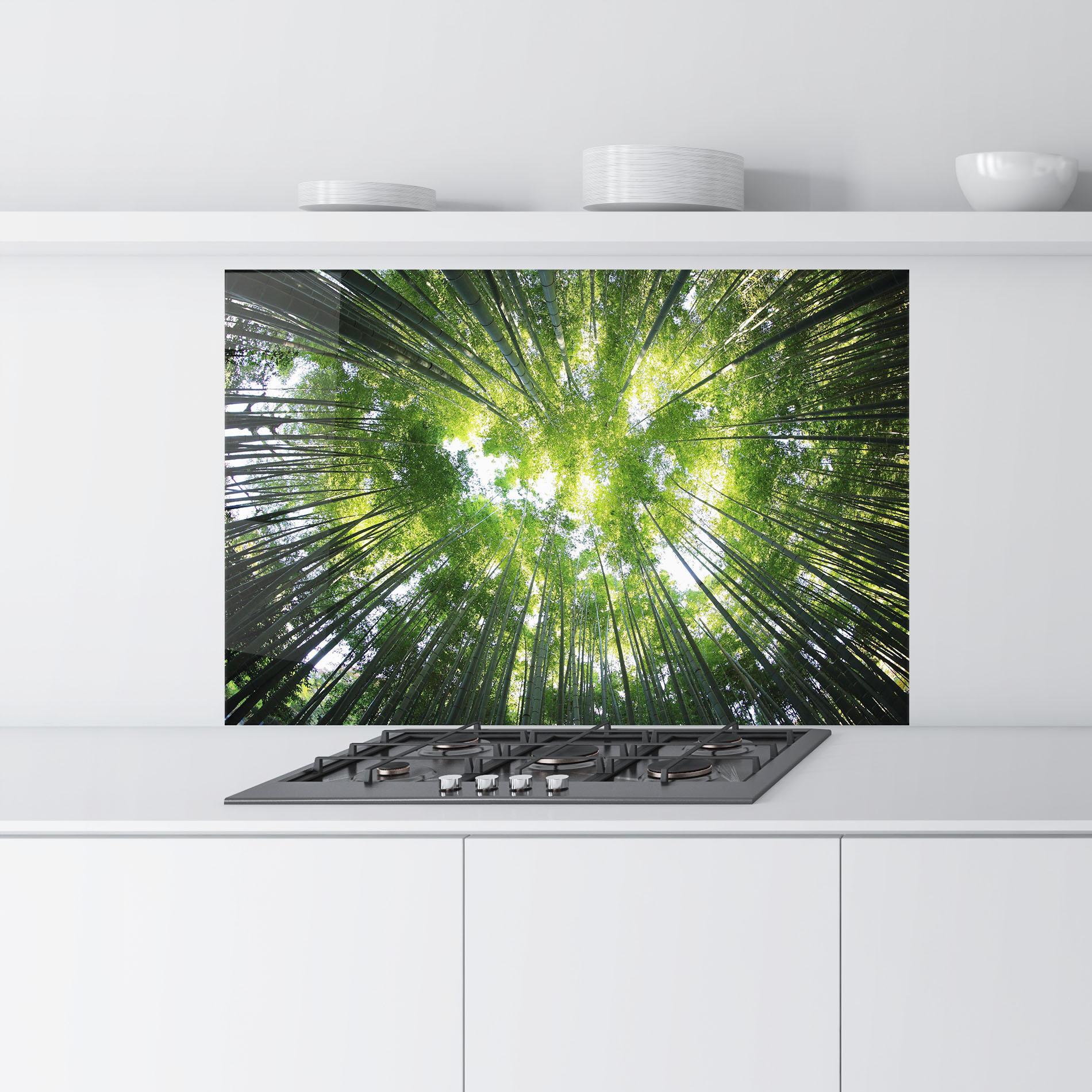 Стъклен панел за кухня Big Trees Morning mockup 9