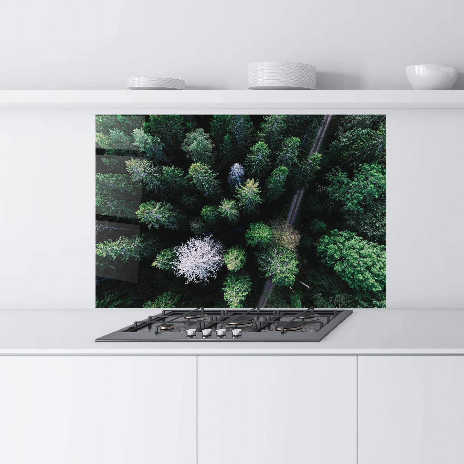 Стъклен панел за кухня Green Trees Road mockup 9