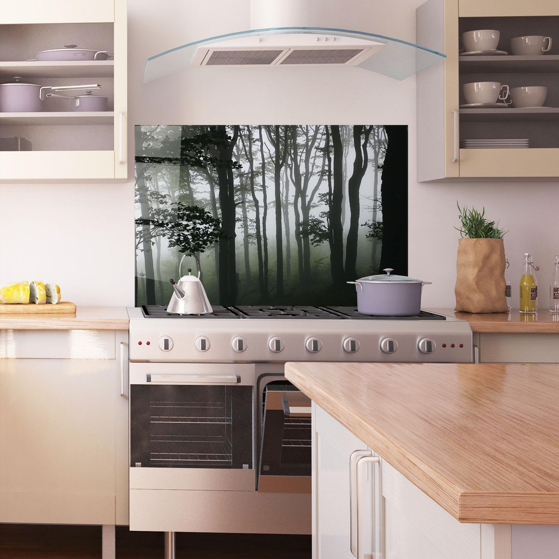 Стъклен панел за кухня Foggy Black Tree mockup 1