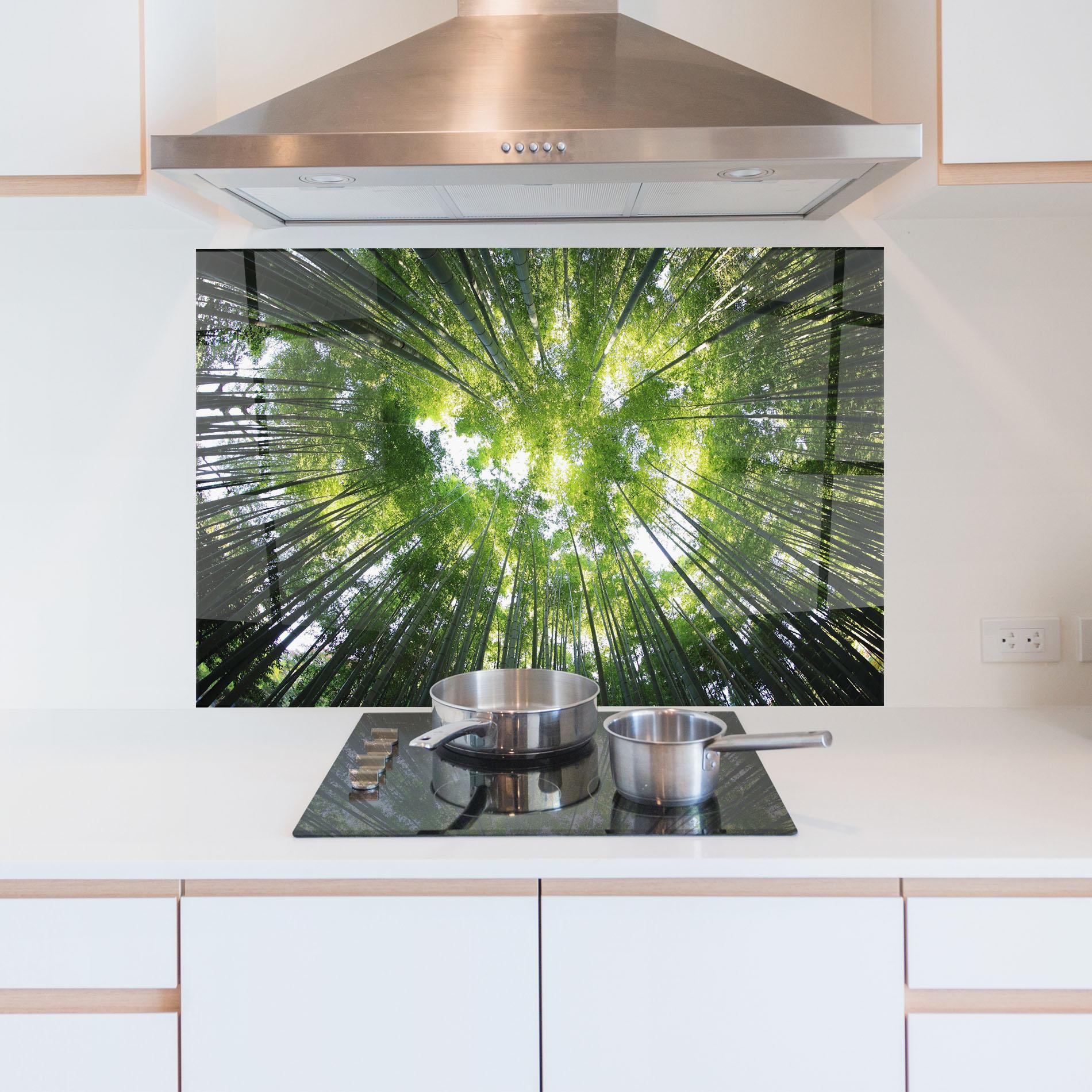 Стъклен панел за кухня Big Trees Morning mockup 5