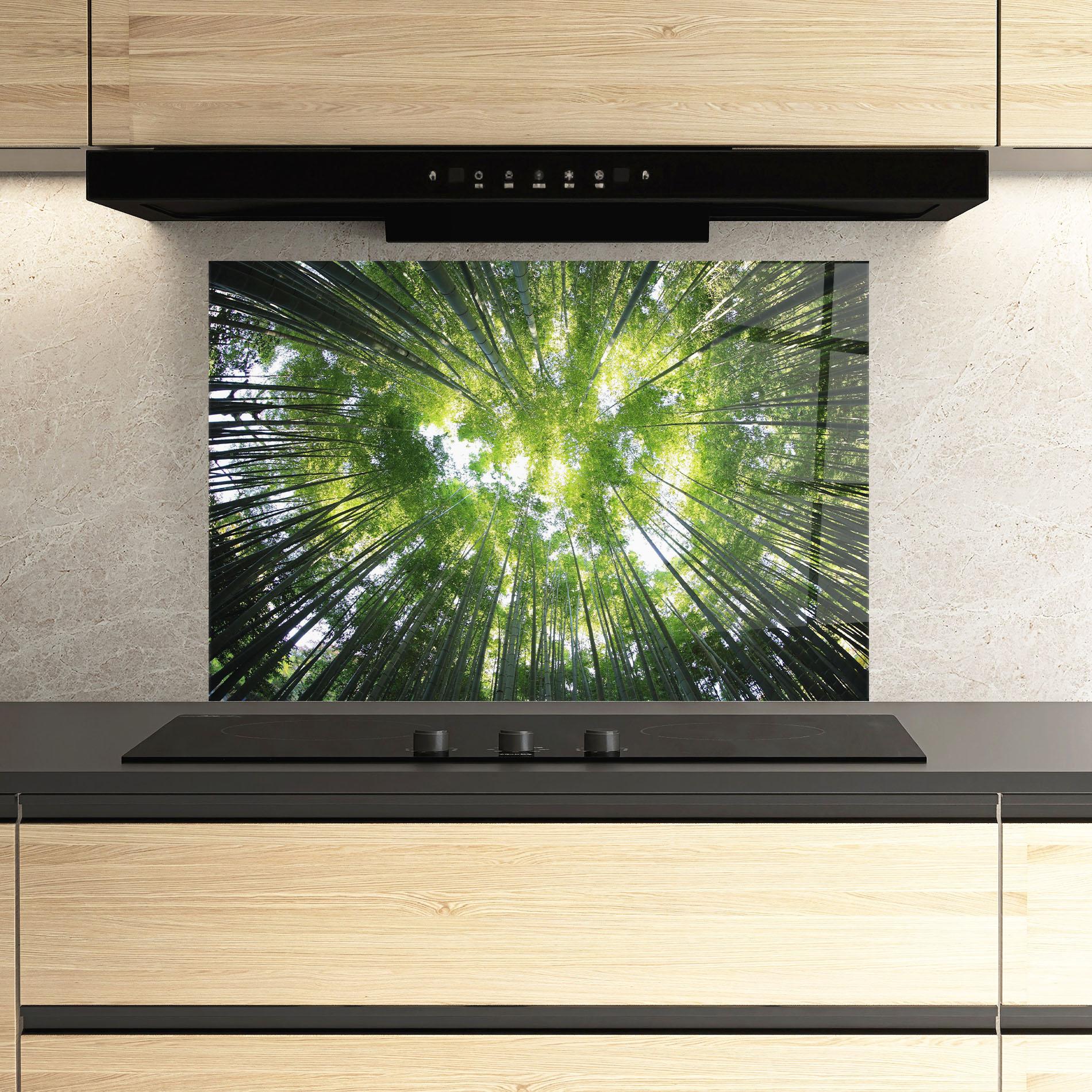 Стъклен панел за кухня Big Trees Morning mockup 3