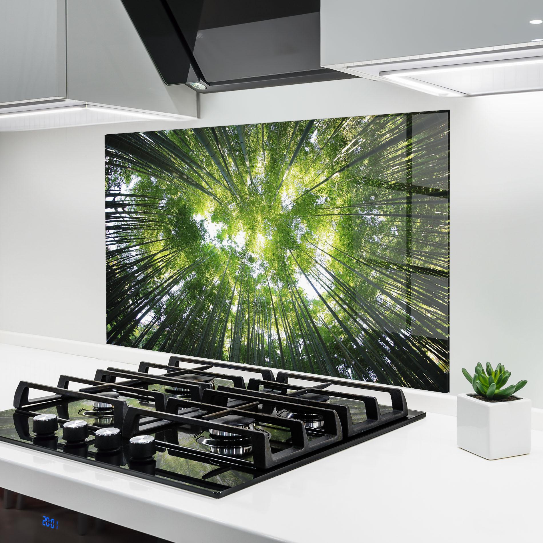 Стъклен панел за кухня Big Trees Morning mockup 6