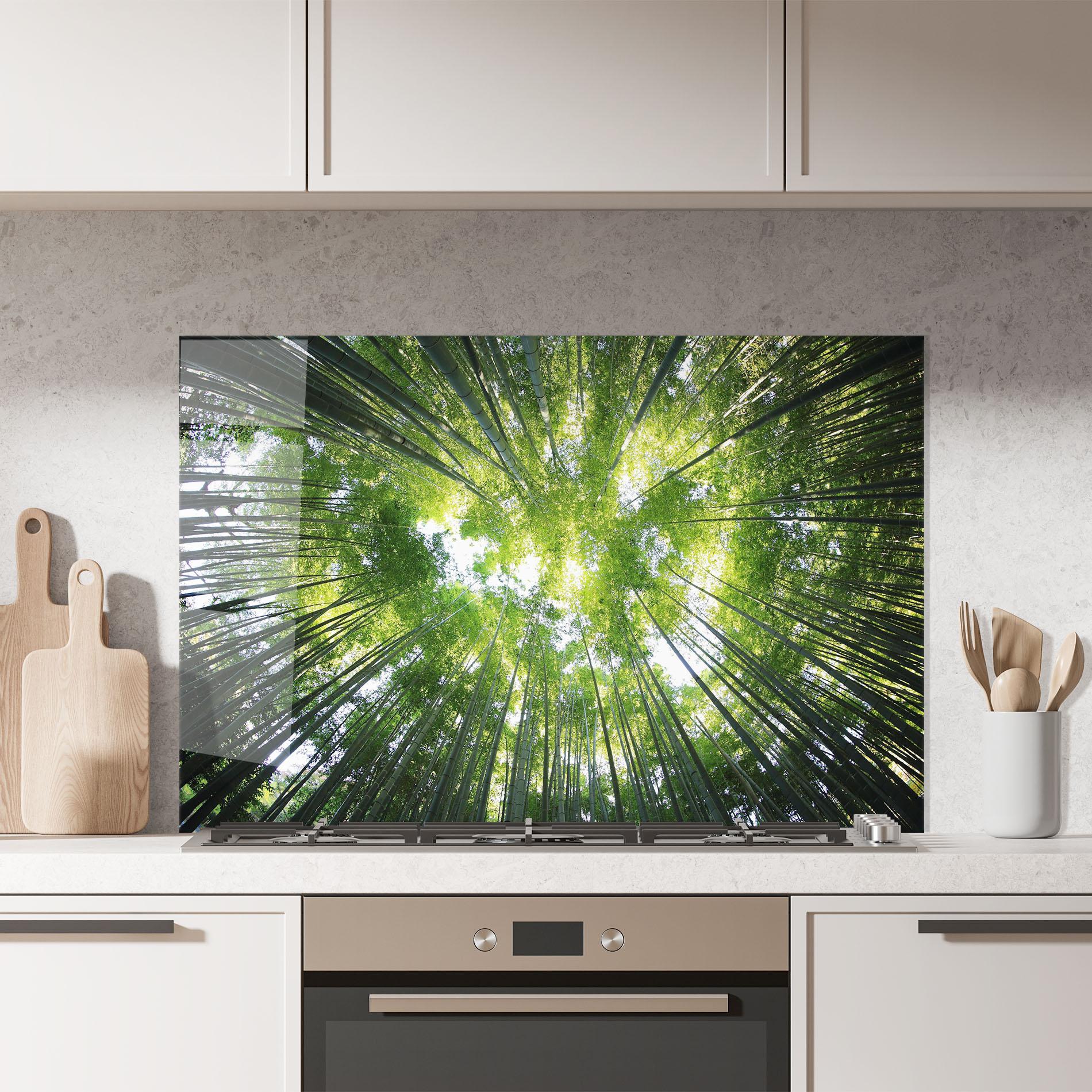 Стъклен панел за кухня Big Trees Morning mockup 7