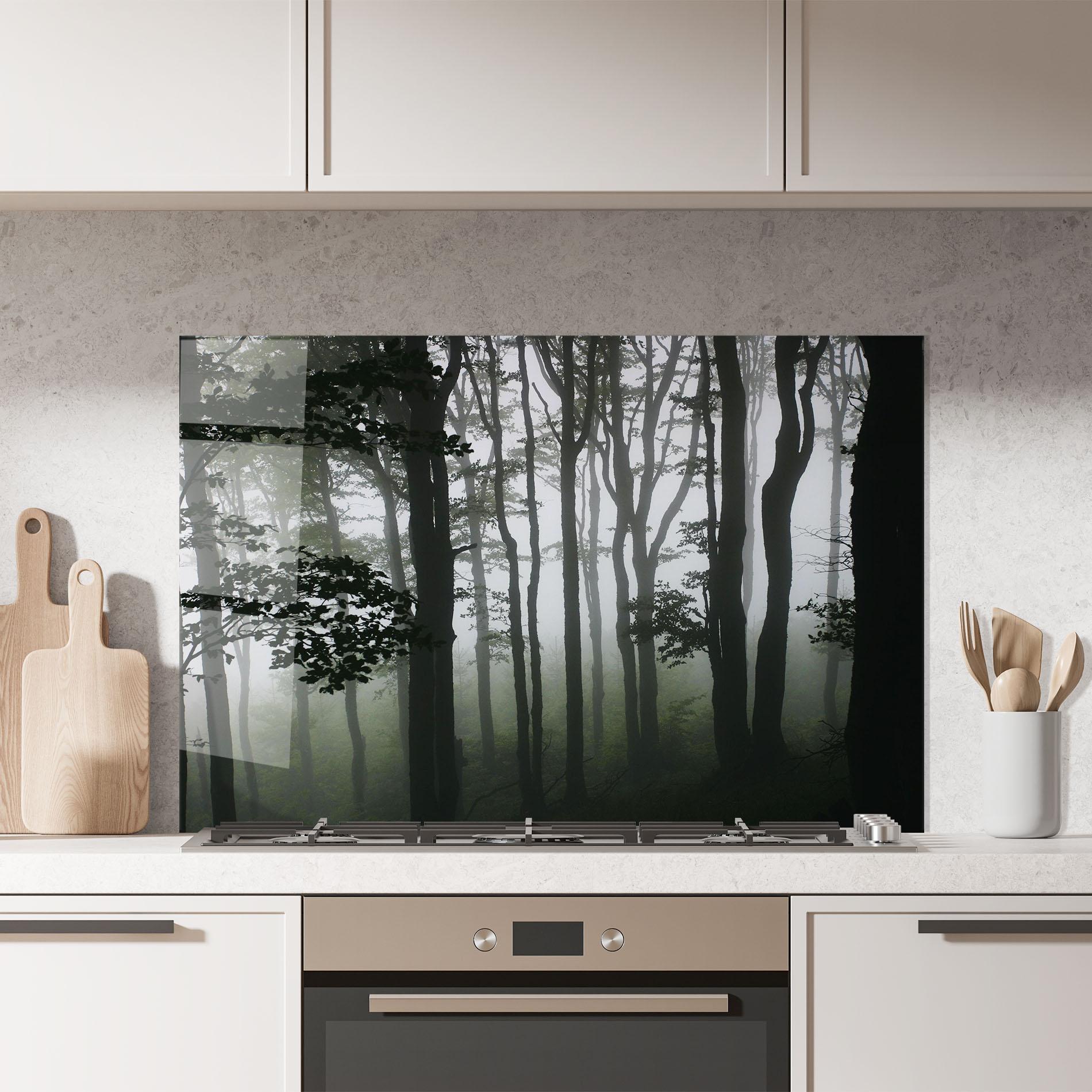 Стъклен панел за кухня Foggy Black Tree mockup 7