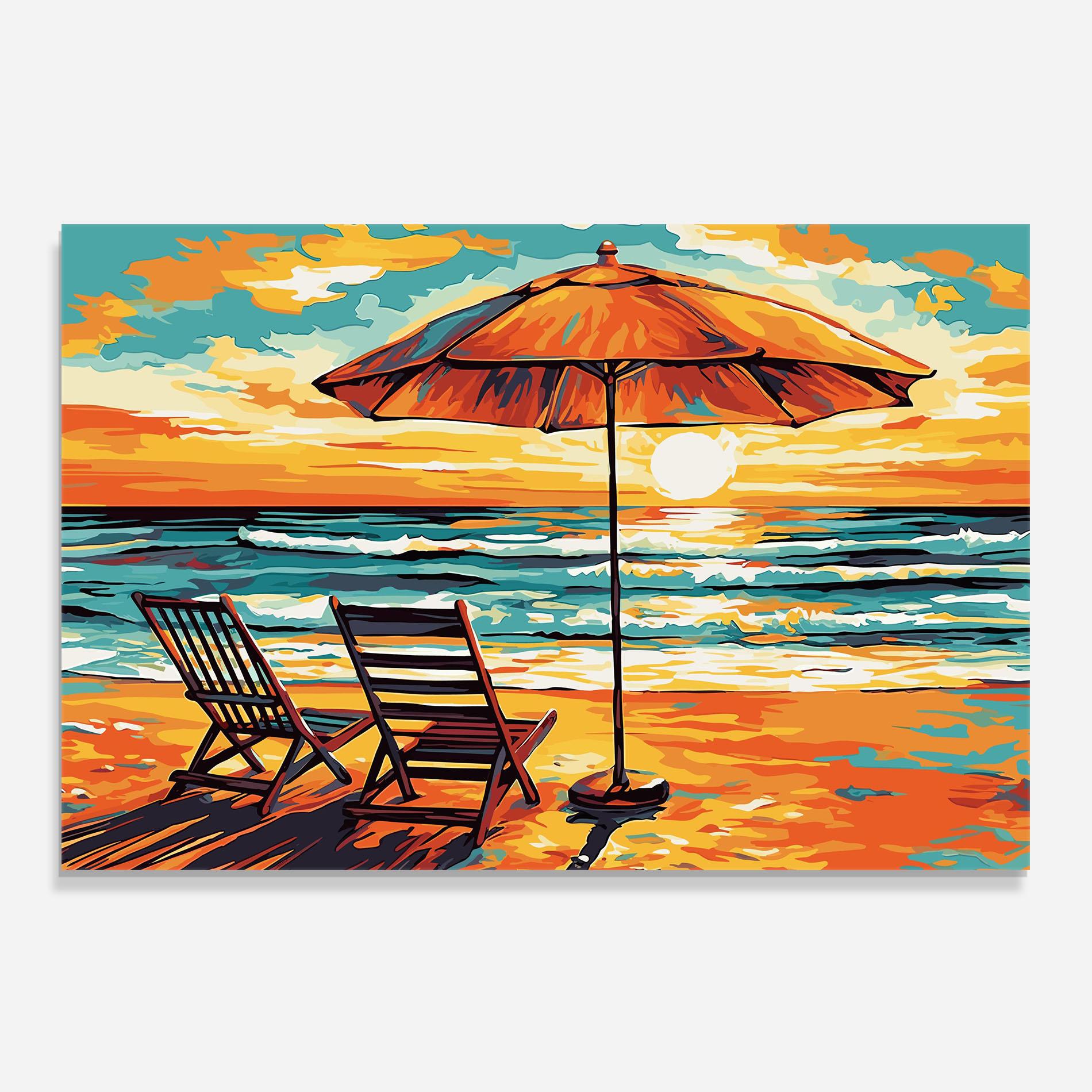 Стъклен панел за кухня Chair Sunset View mockup 0