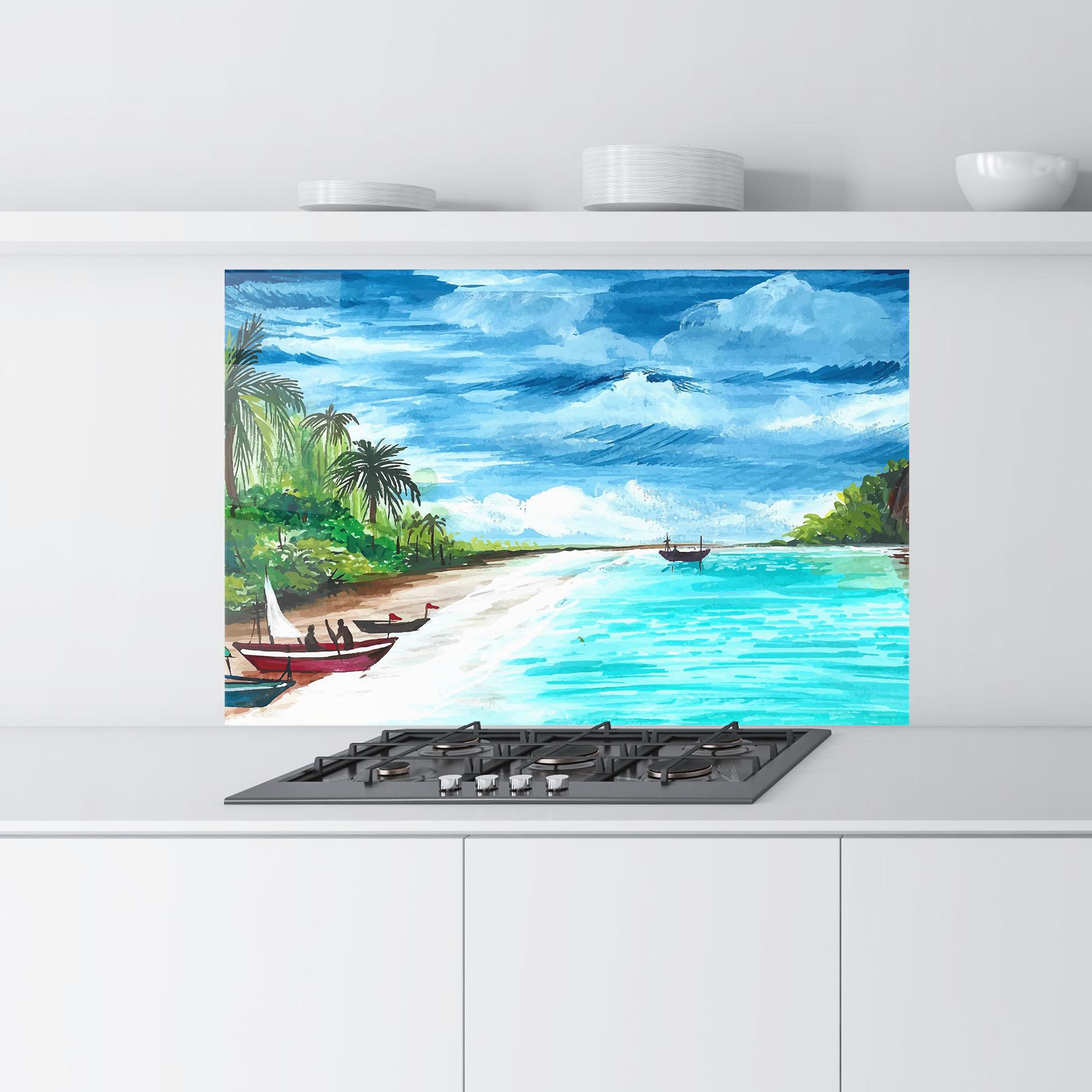Стъклен панел за кухня Beach Painting Art mockup 9