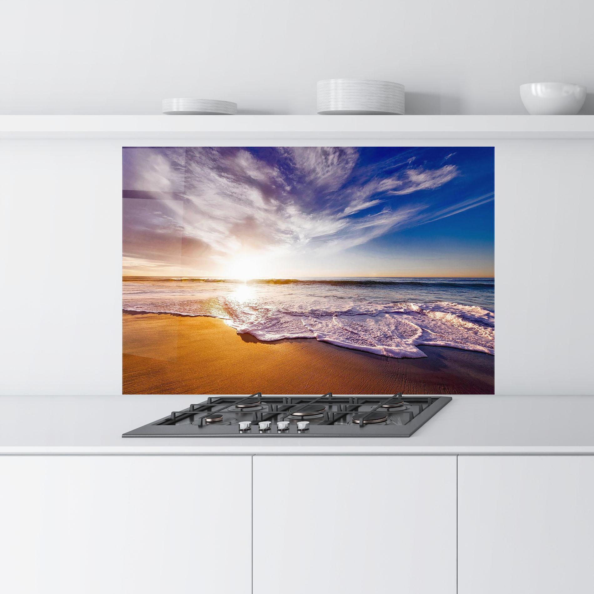 Стъклен панел за кухня Beach Sunrise mockup 9