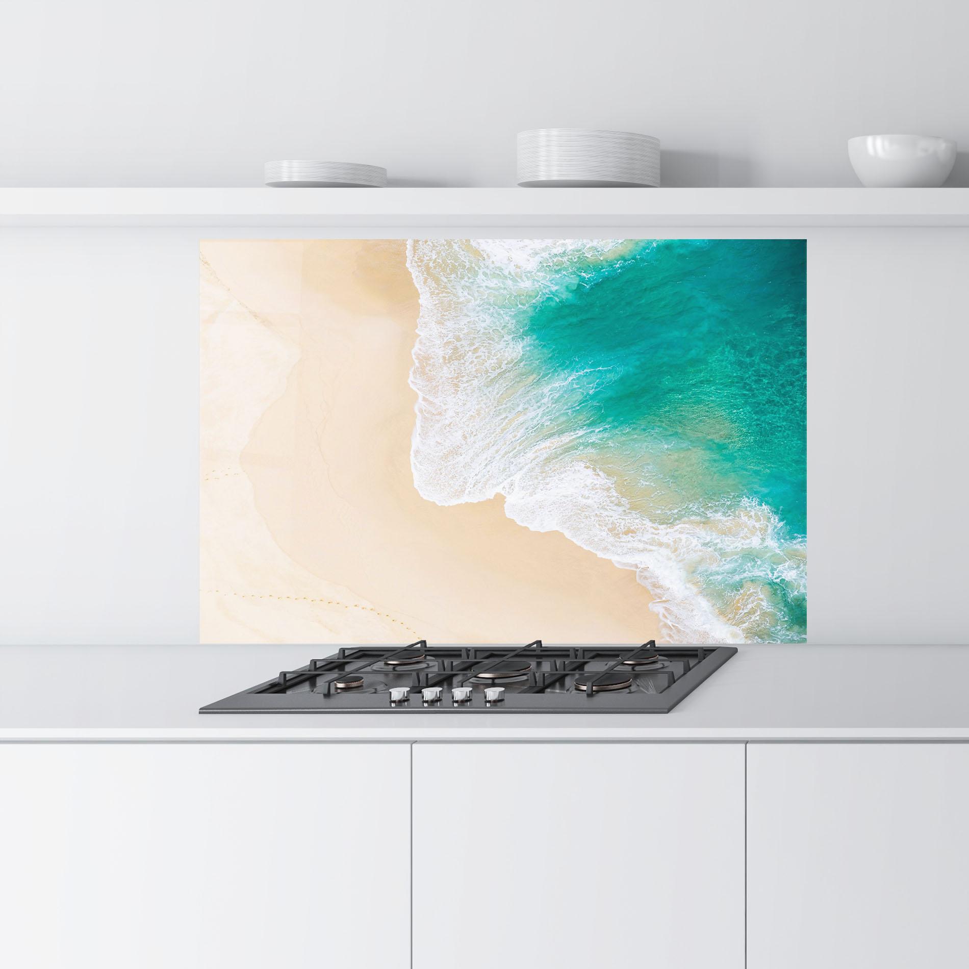 Стъклен панел за кухня Beautiful Blue Waves mockup 9