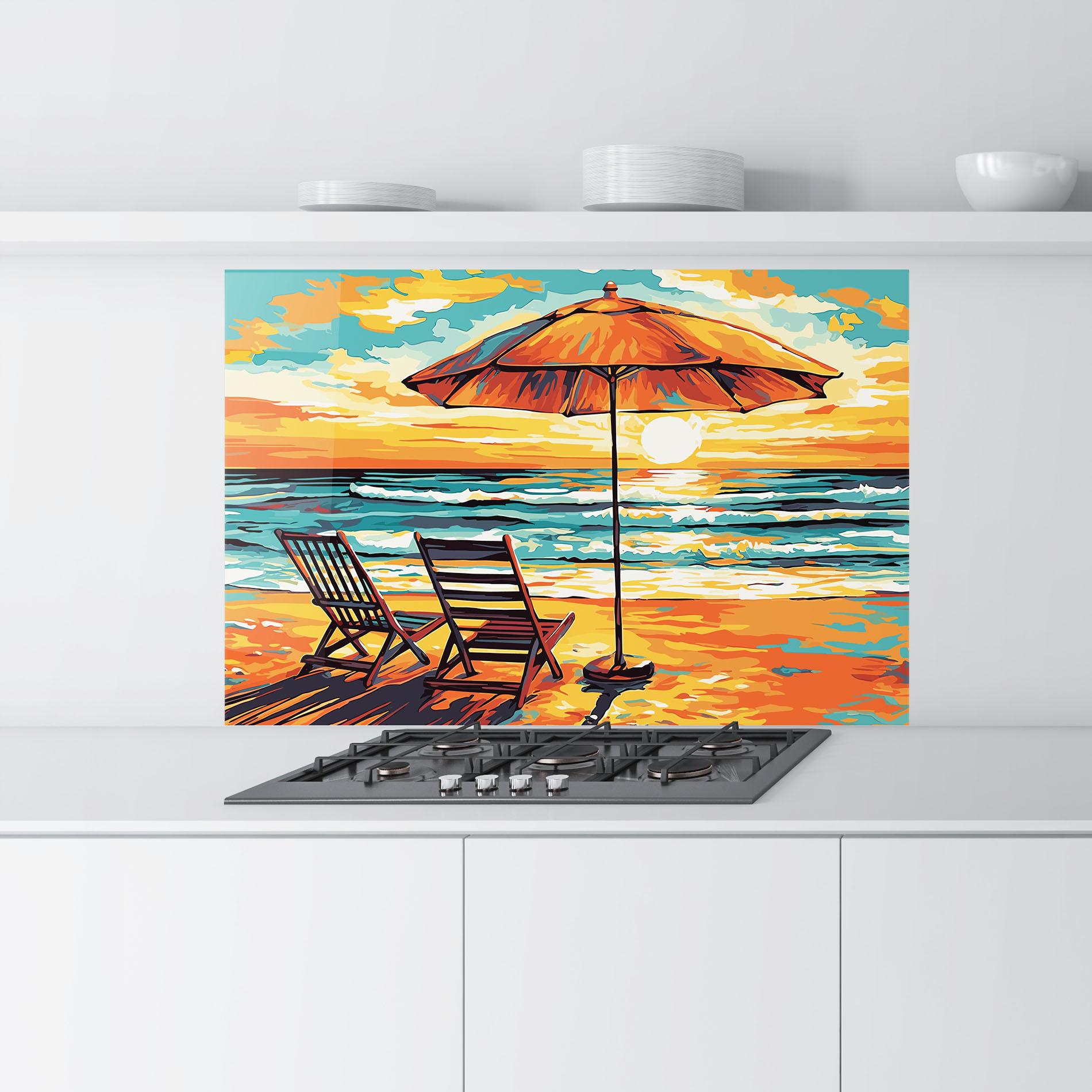 Стъклен панел за кухня Chair Sunset View mockup 9