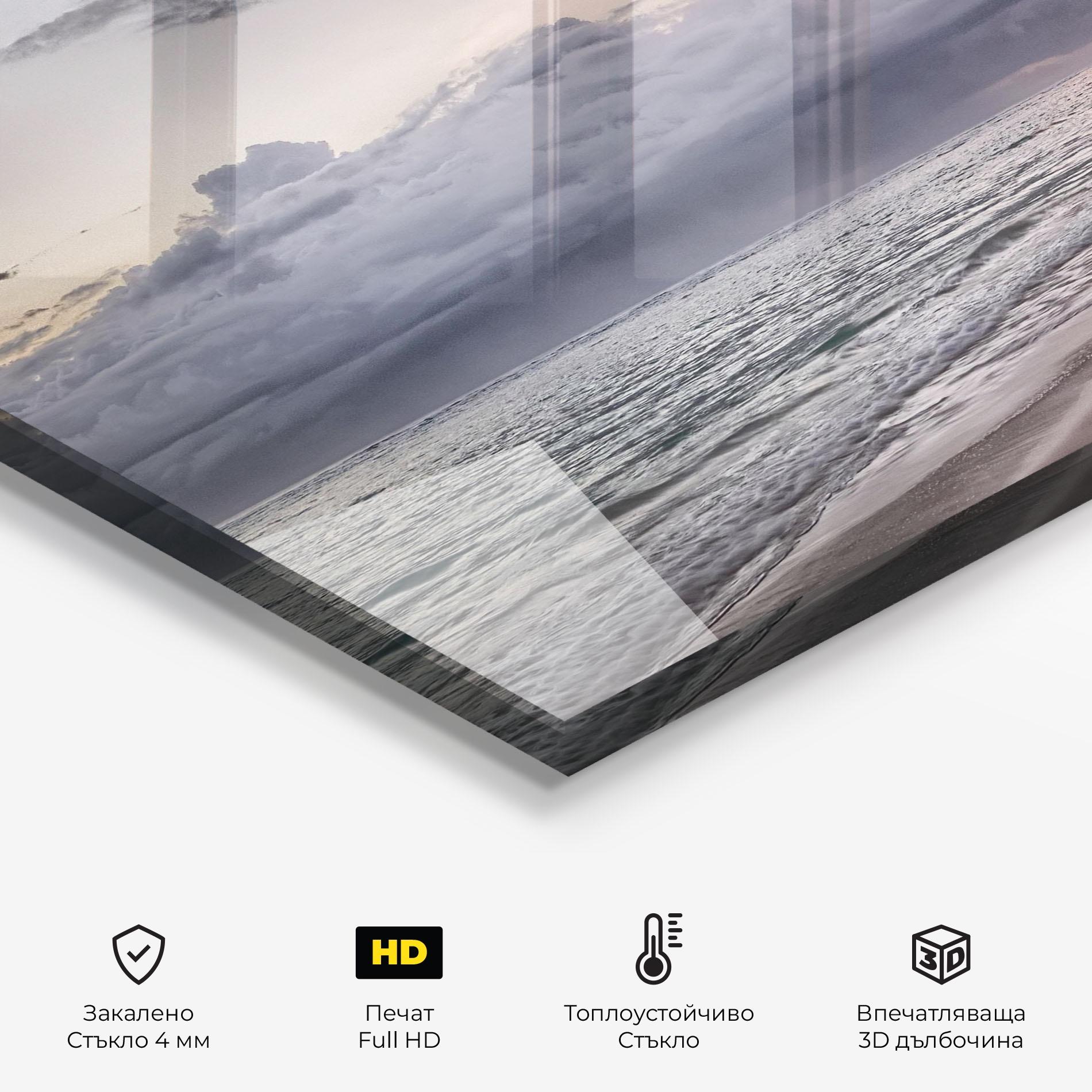 Стъклен панел за кухня Cloudy Beach mockup 2
