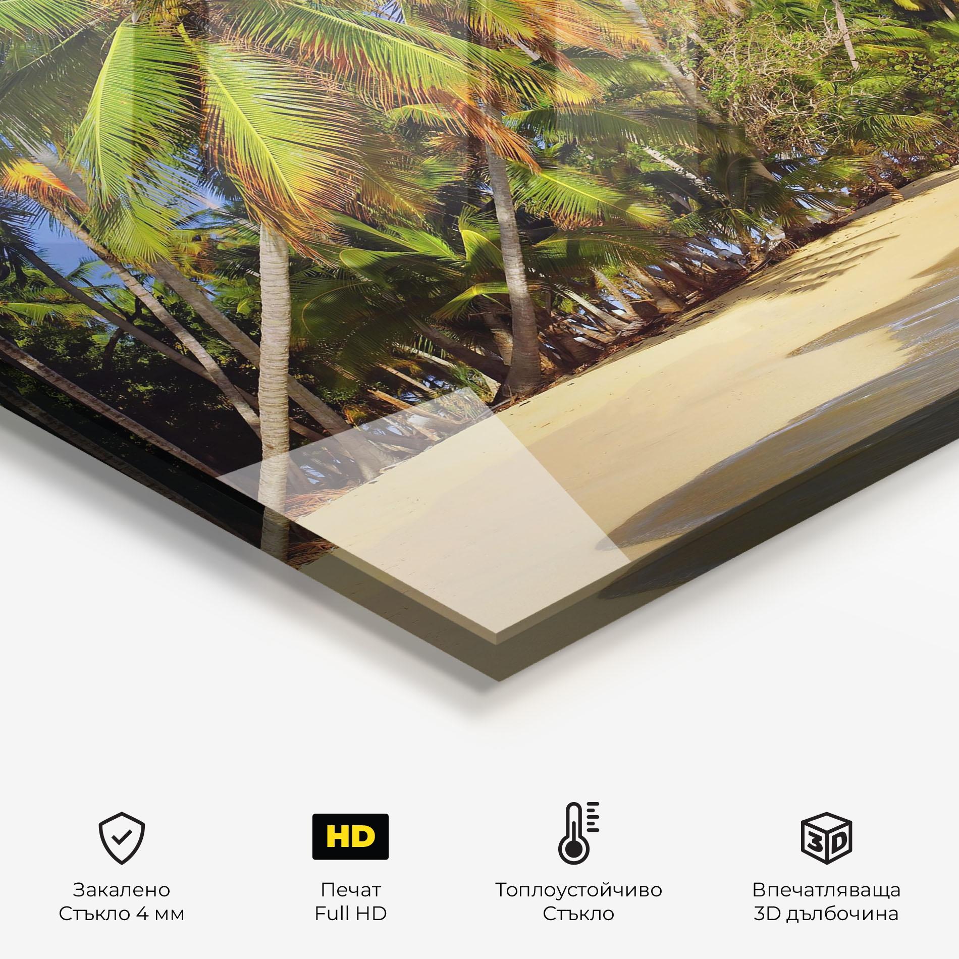 Стъклен панел за кухня Coconut Tree Sunset mockup 2