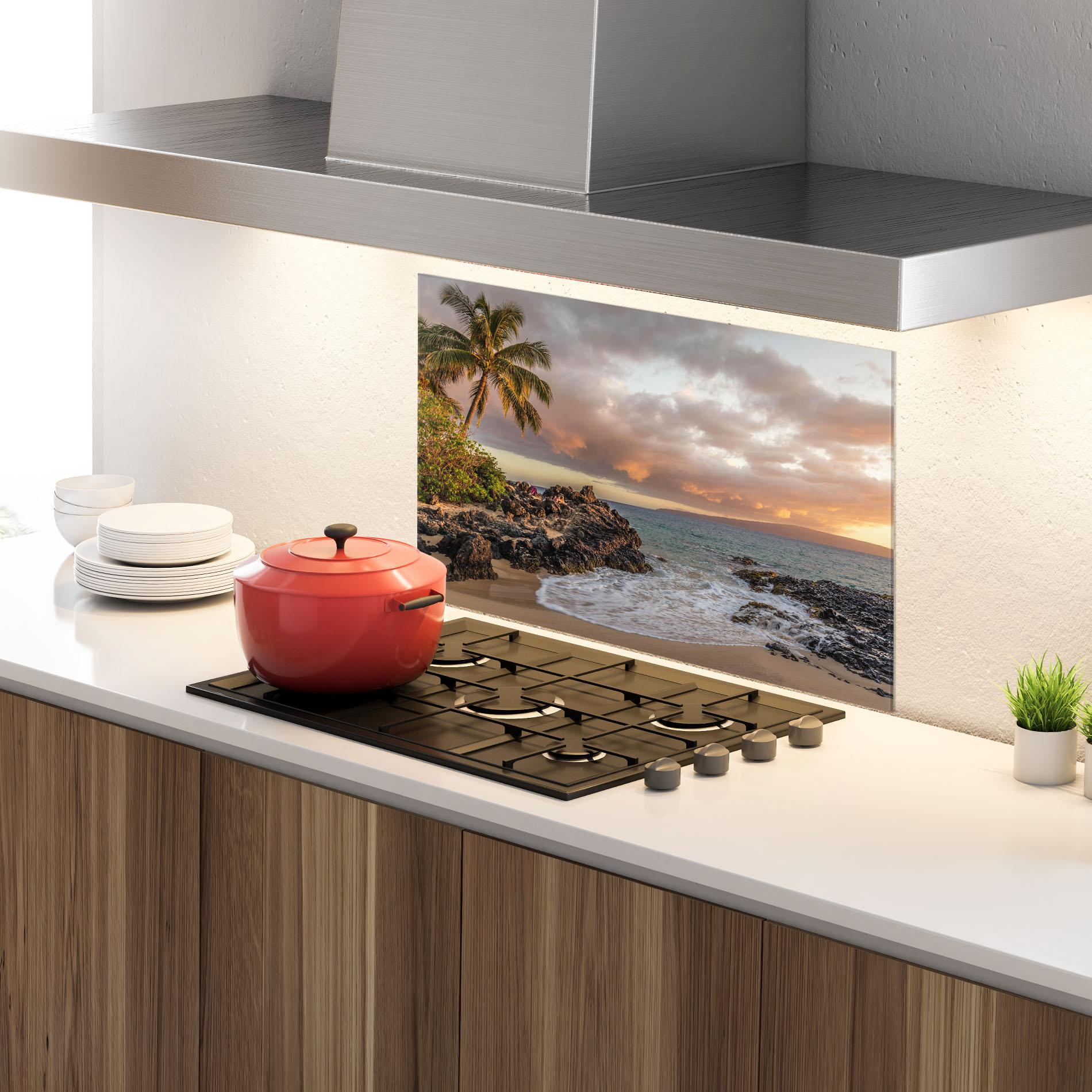 Стъклен панел за кухня Beautiful Beach Landscape mockup 4