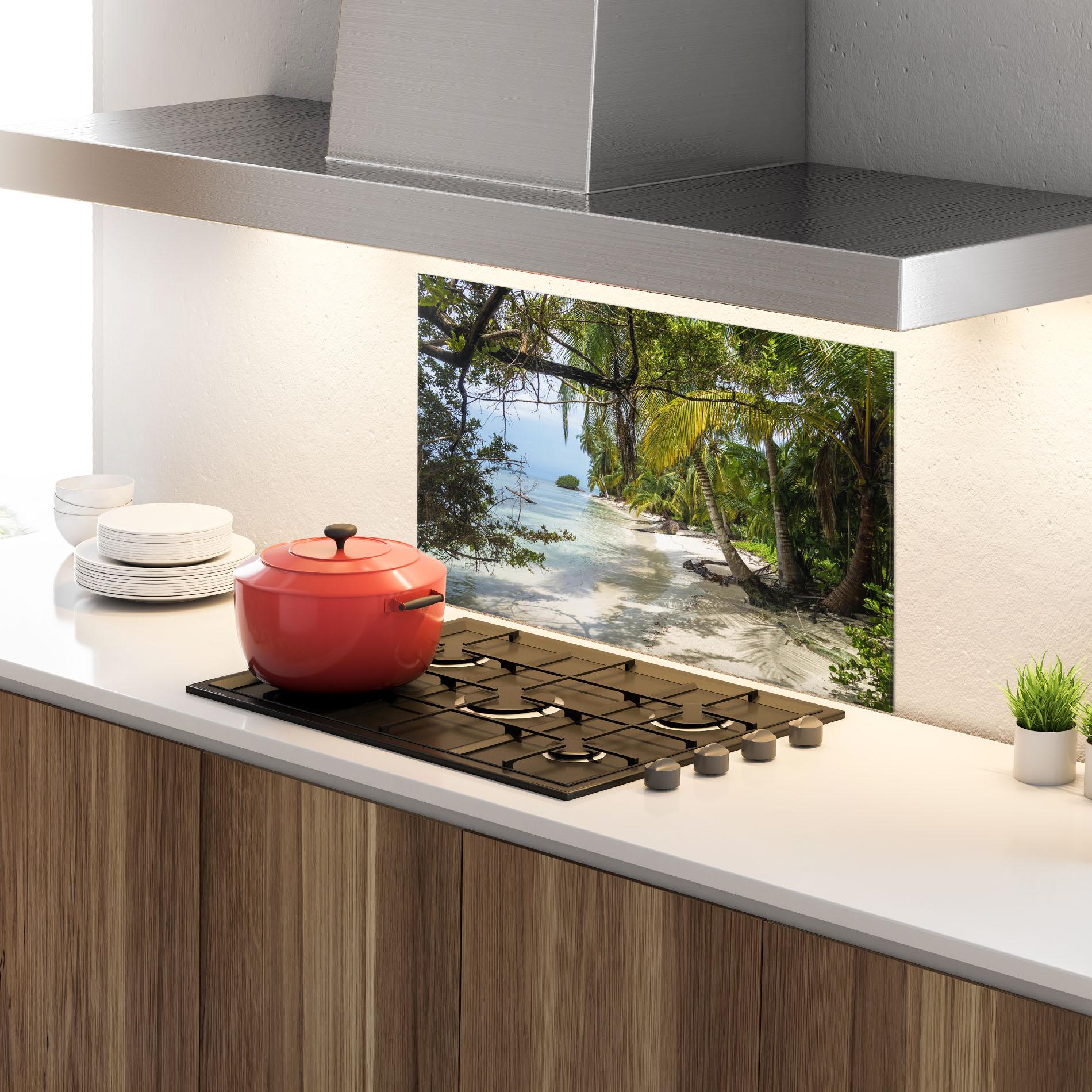 Стъклен панел за кухня Island Beach mockup 4