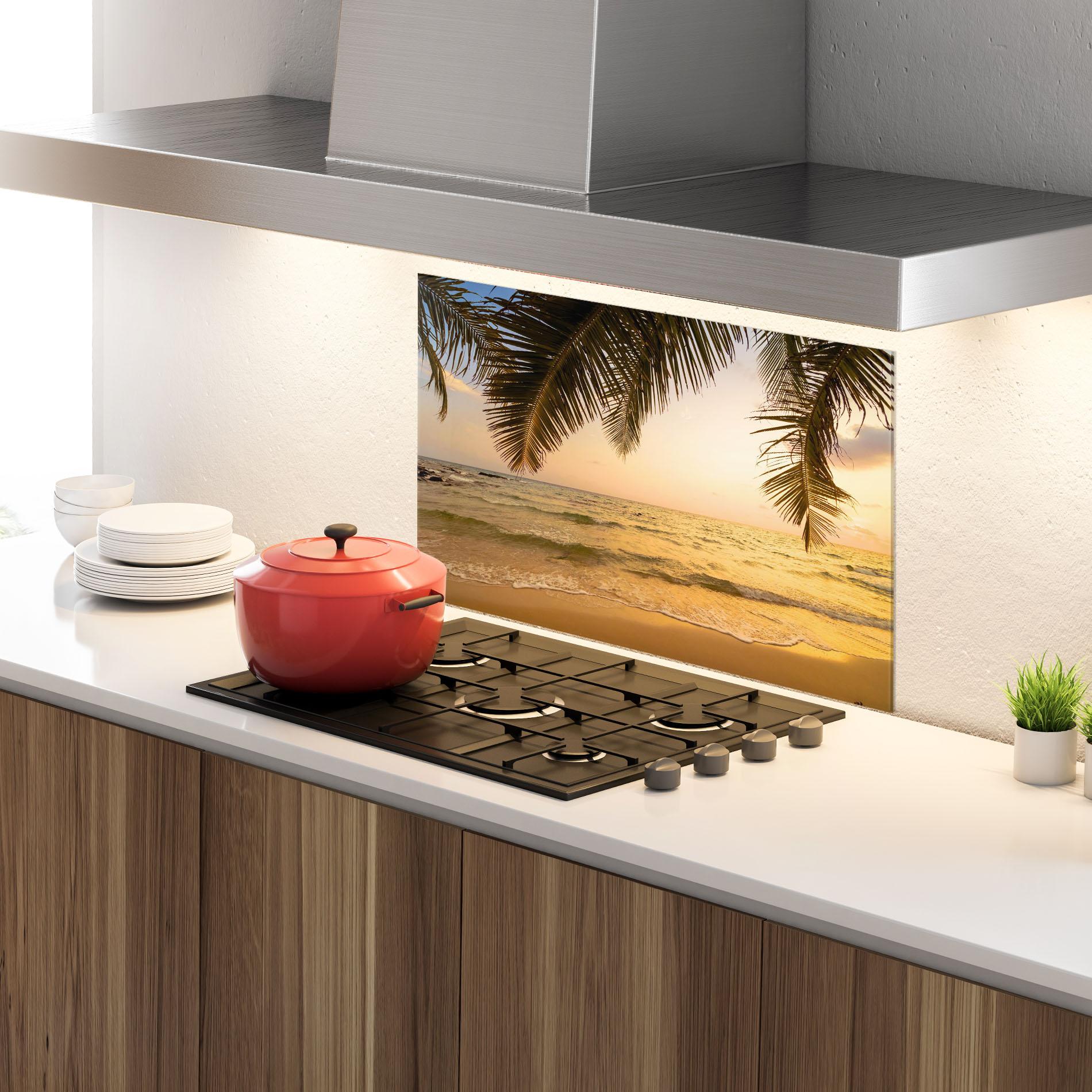 Стъклен панел за кухня Paradise Island mockup 4