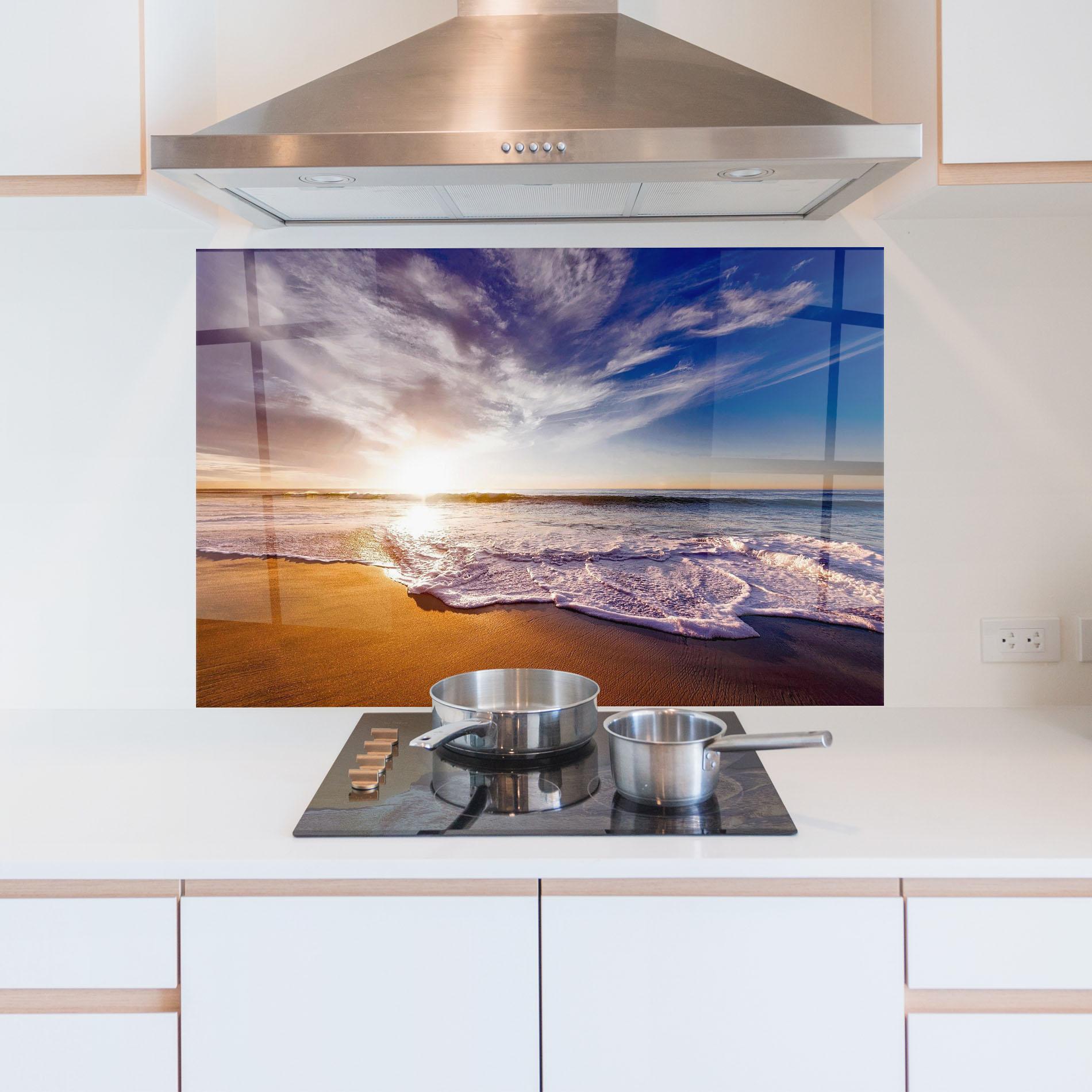 Стъклен панел за кухня Beach Sunrise mockup 5