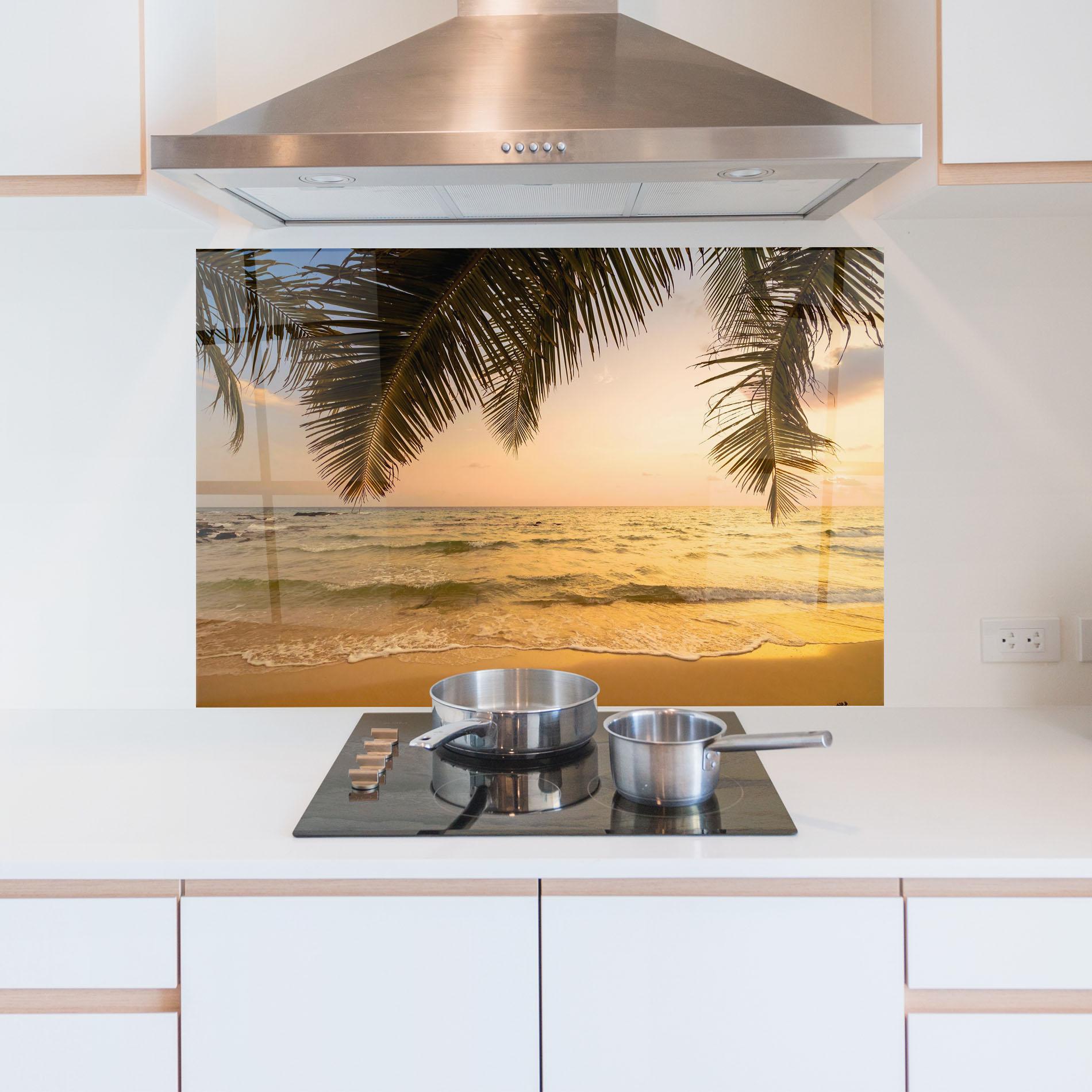 Стъклен панел за кухня Paradise Island mockup 5