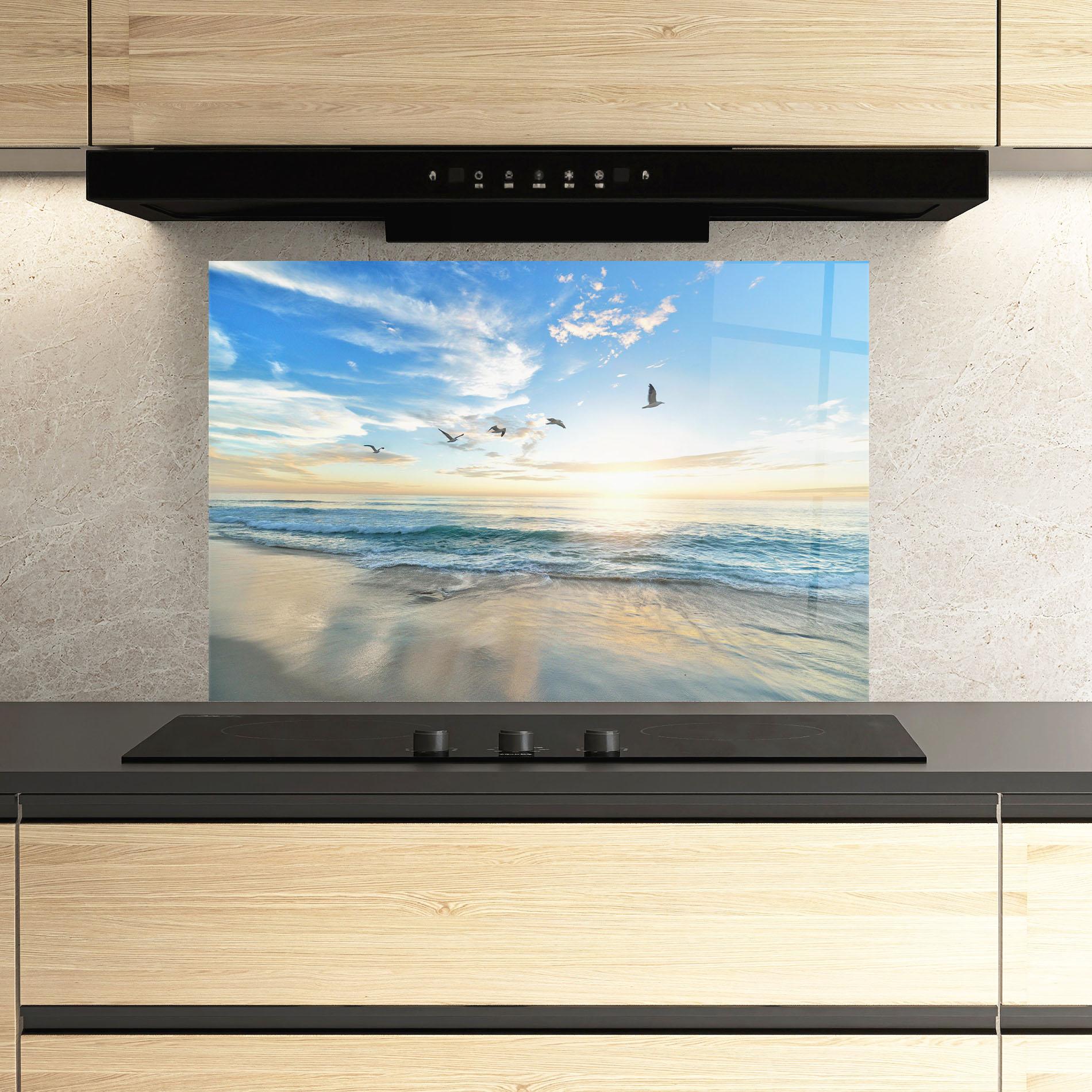 Стъклен панел за кухня Beautiful Beach mockup 3