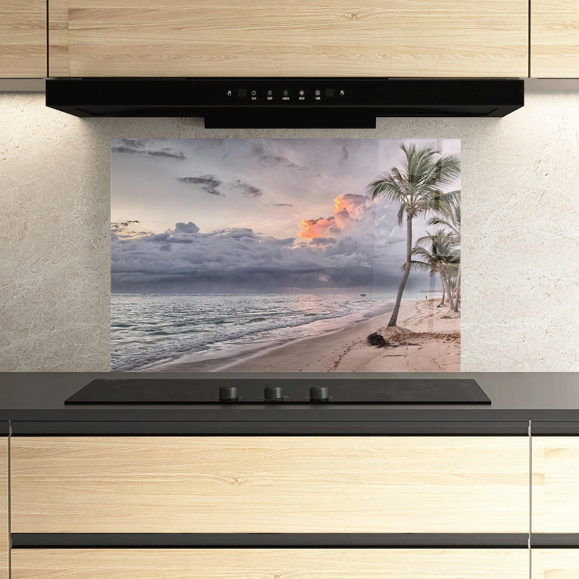 Стъклен панел за кухня Cloudy Beach mockup 3