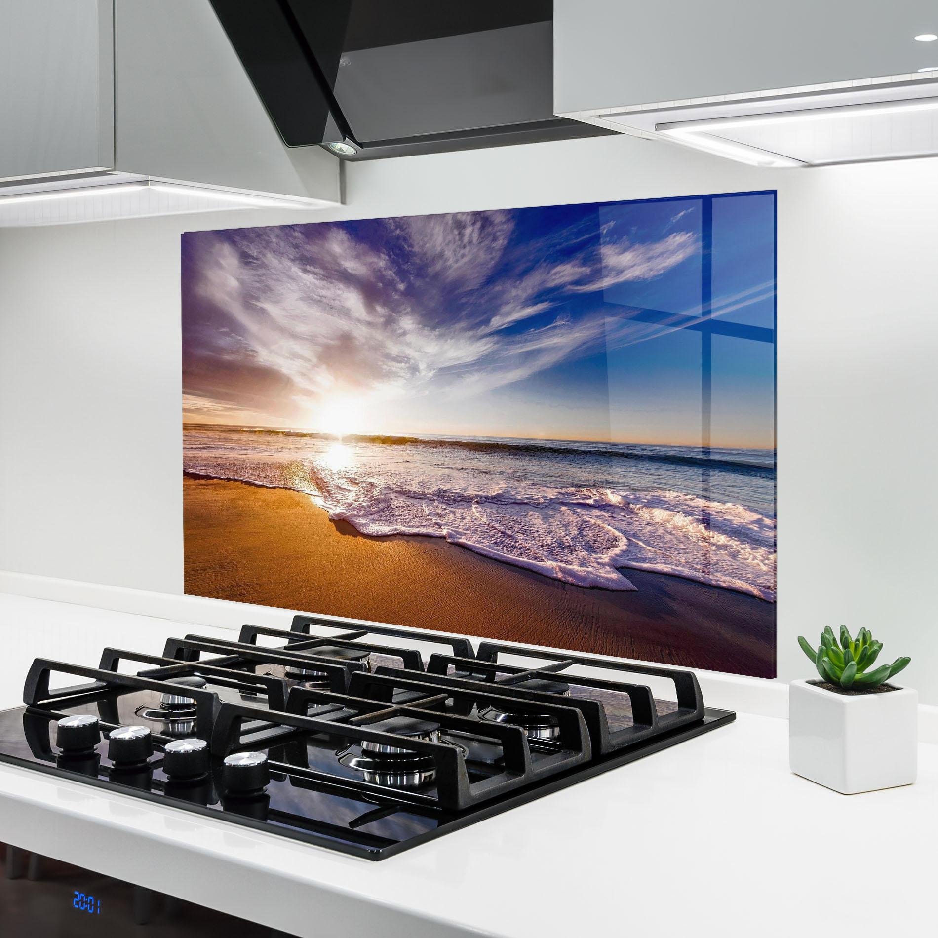 Стъклен панел за кухня Beach Sunrise mockup 6