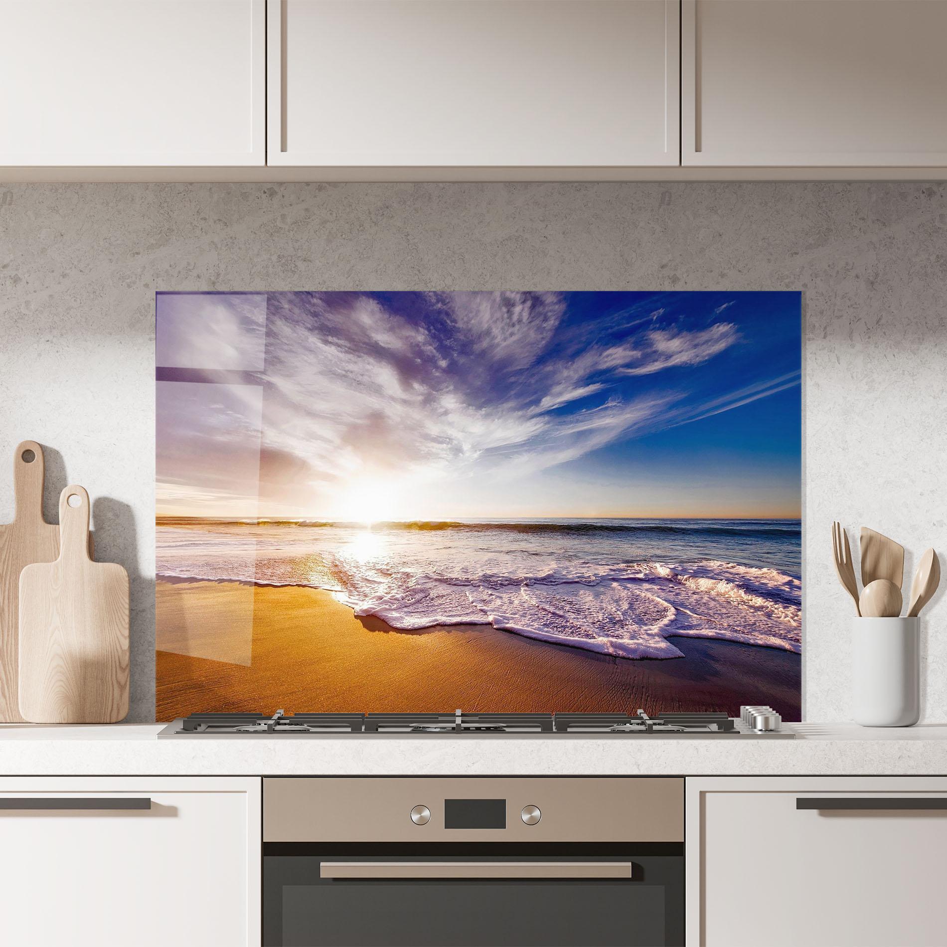Стъклен панел за кухня Beach Sunrise mockup 7