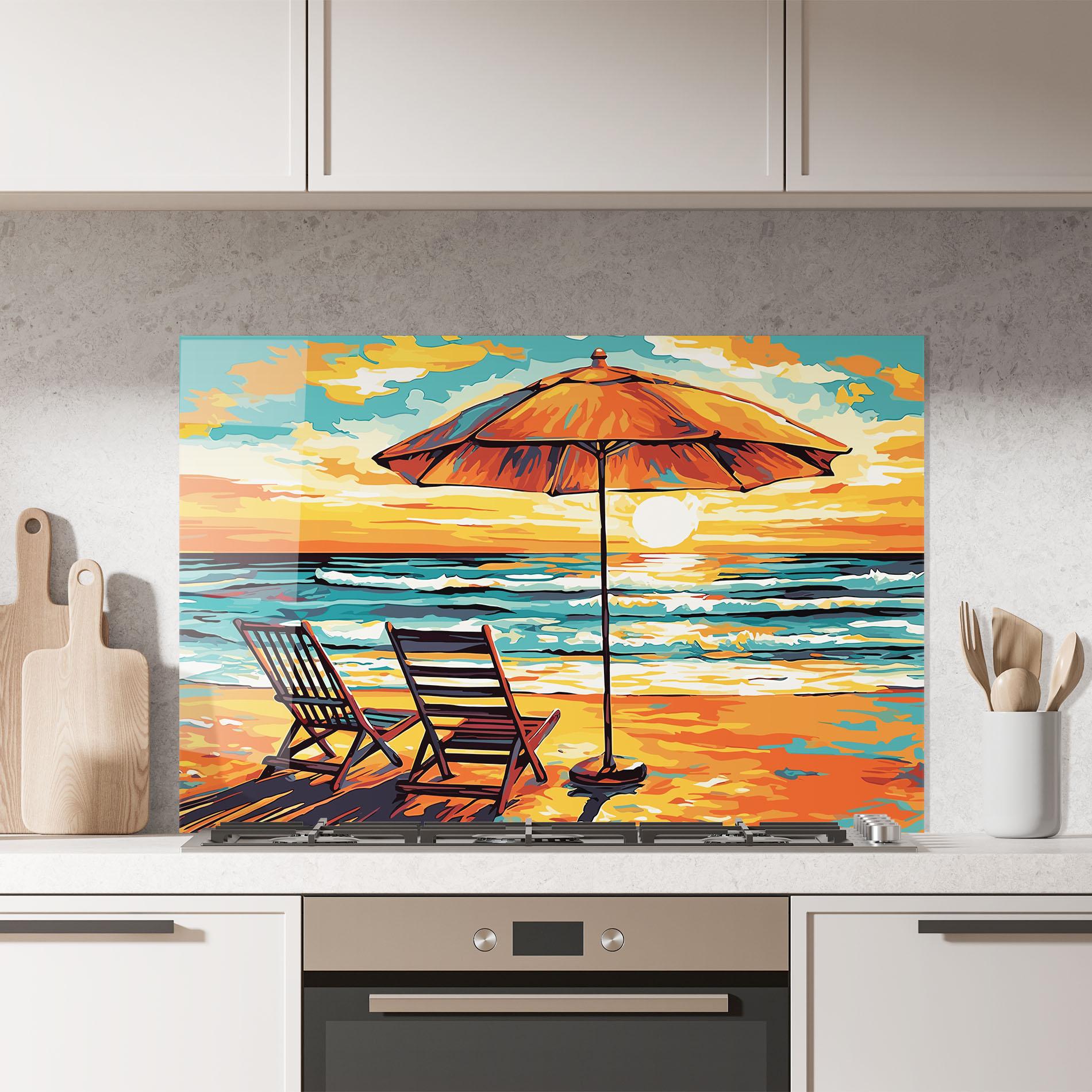 Стъклен панел за кухня Chair Sunset View mockup 7