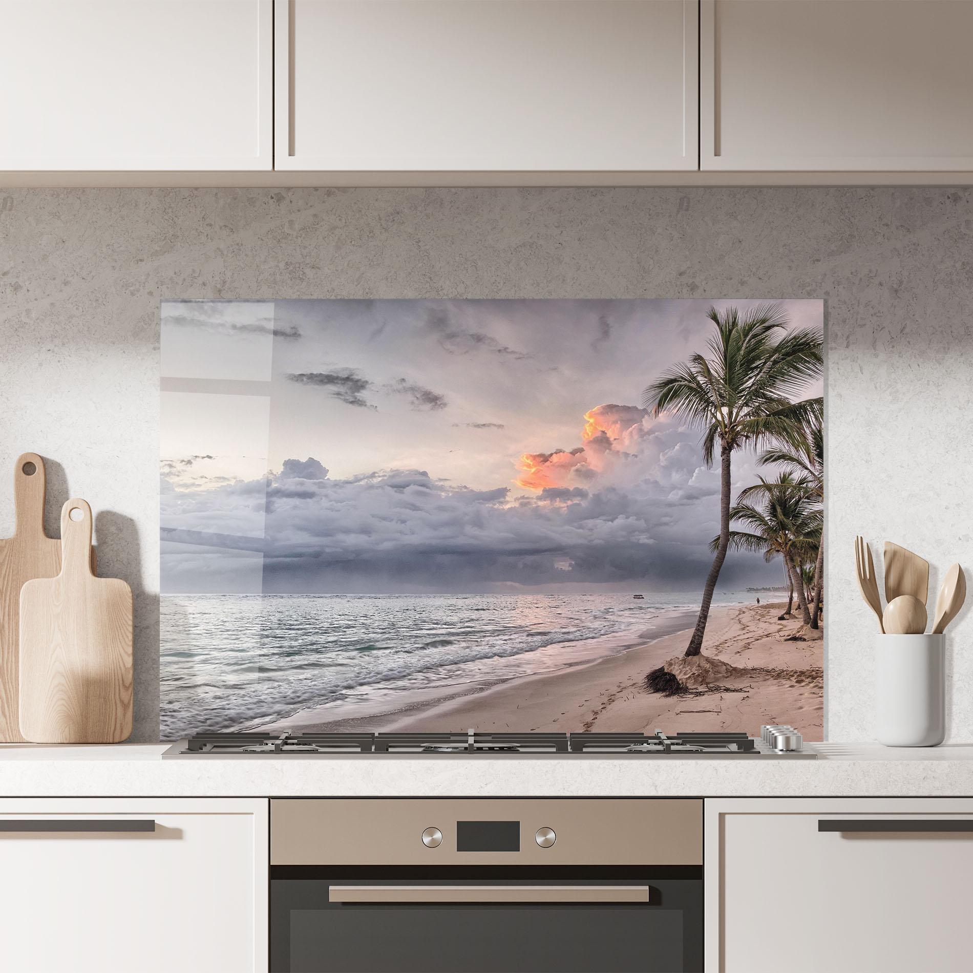 Стъклен панел за кухня Cloudy Beach mockup 7