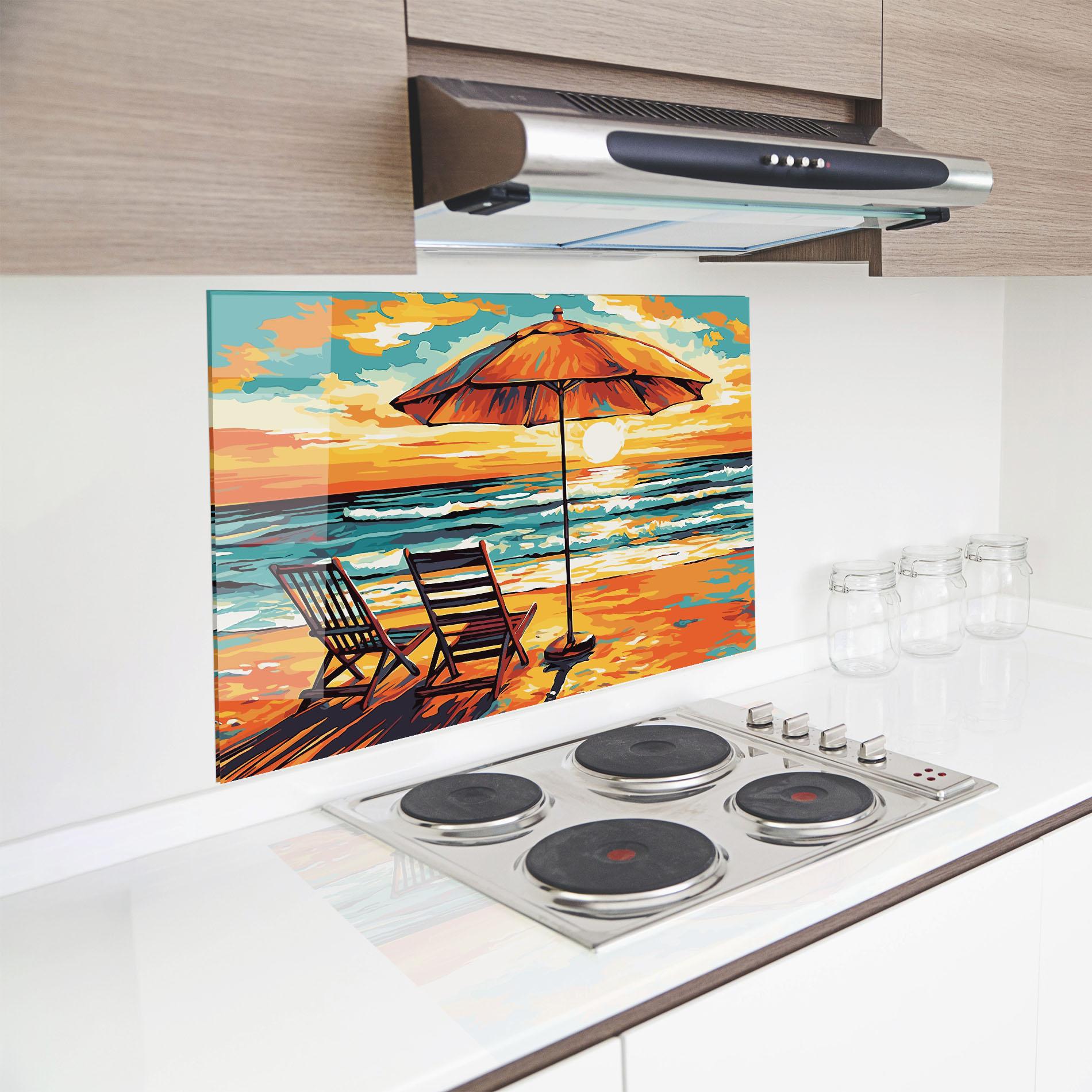 Стъклен панел за кухня Chair Sunset View mockup 8