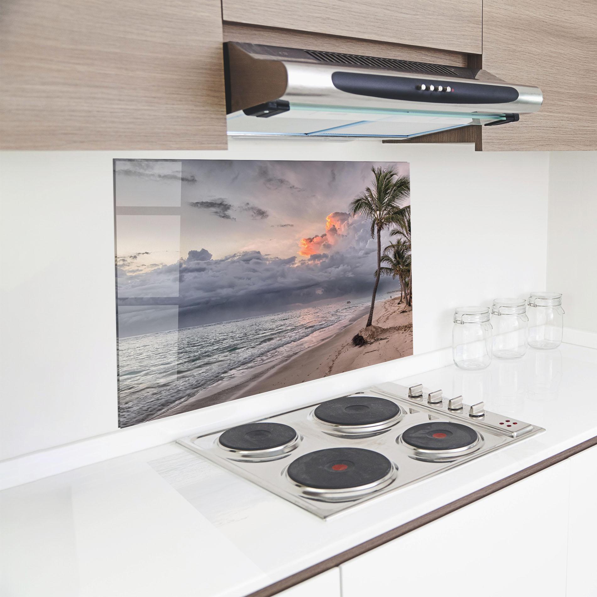 Стъклен панел за кухня Cloudy Beach mockup 8