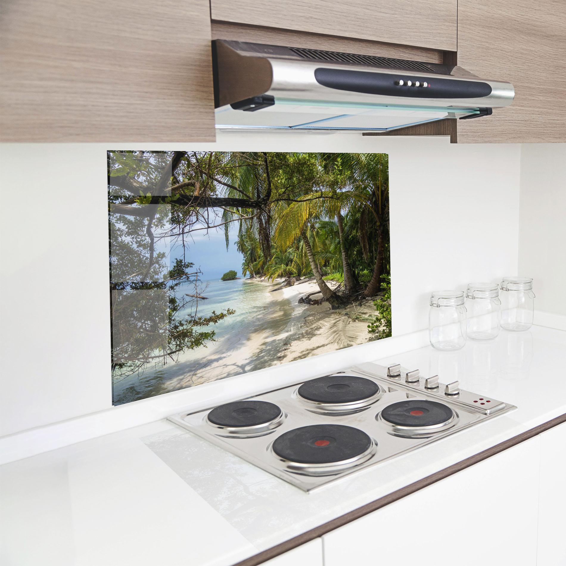 Стъклен панел за кухня Island Beach mockup 8