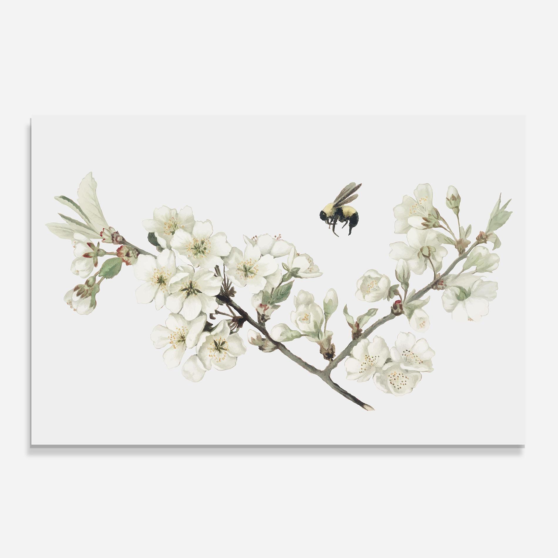 Стъклен панел за кухня Bee Spring Flower mockup 0