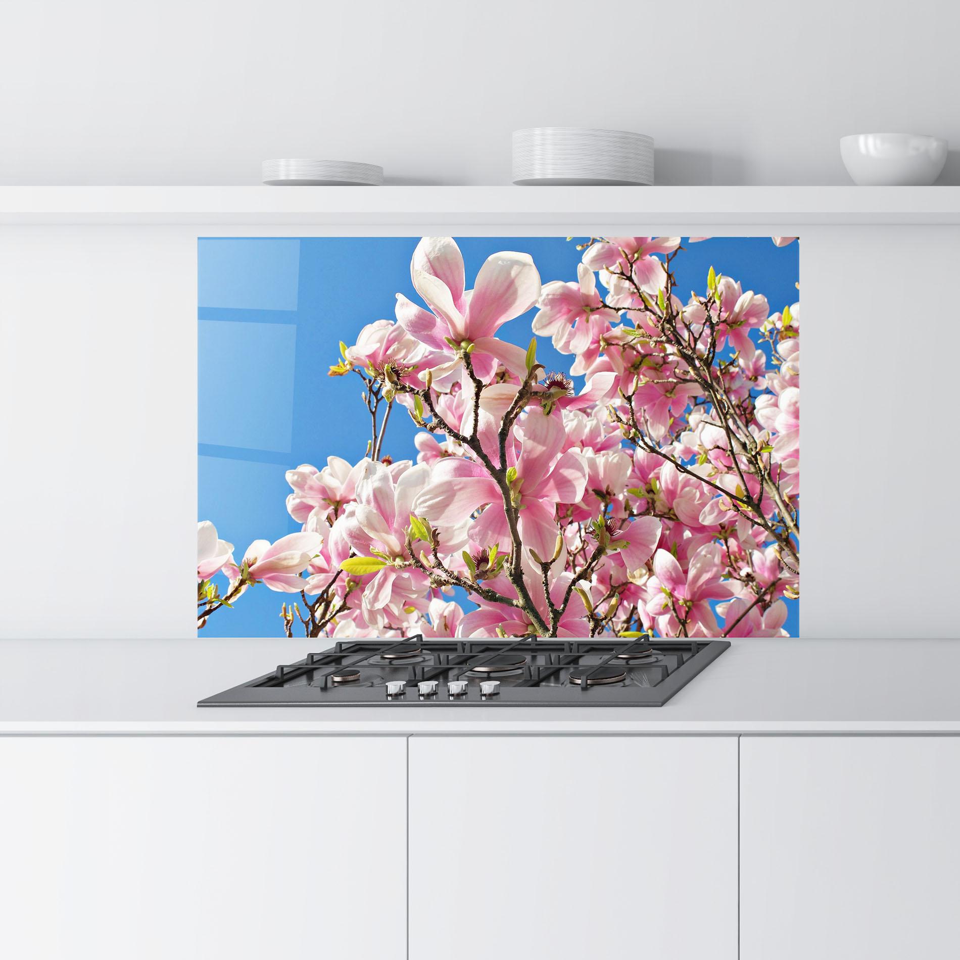 Стъклен панел за кухня Beautiful Pink Chinese Tree mockup 9