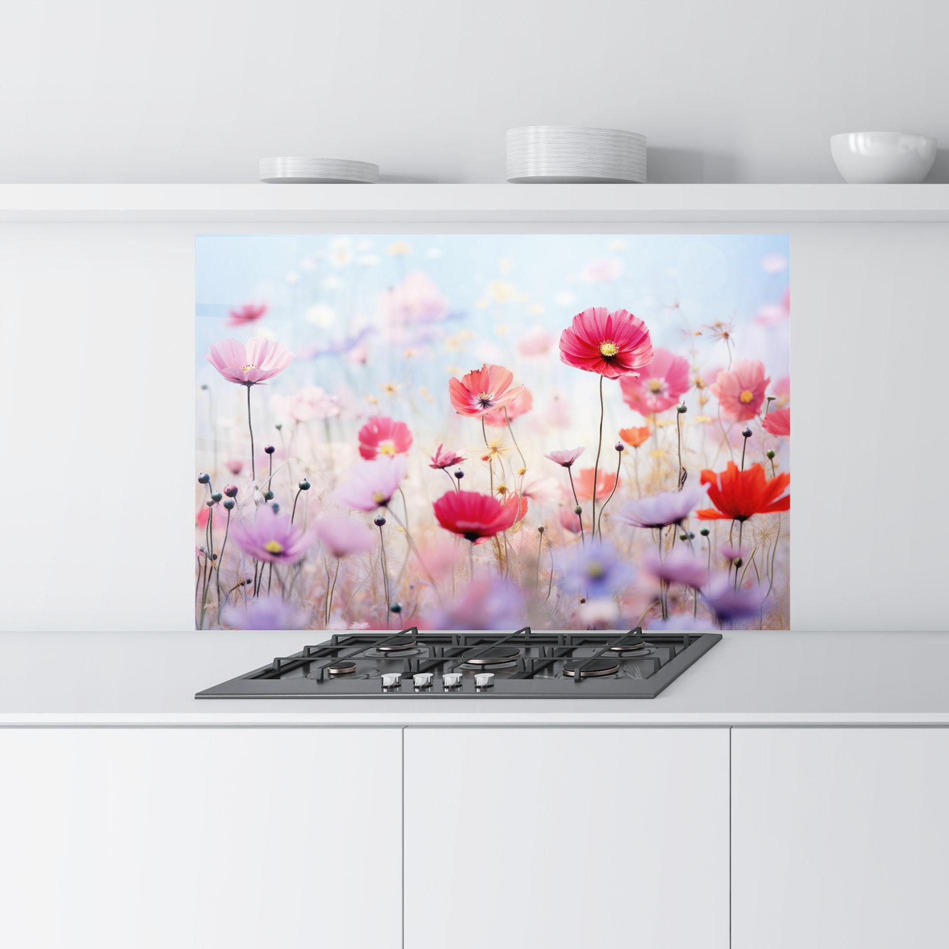 Стъклен панел за кухня Dreamy Sprig Pink Flower mockup 9