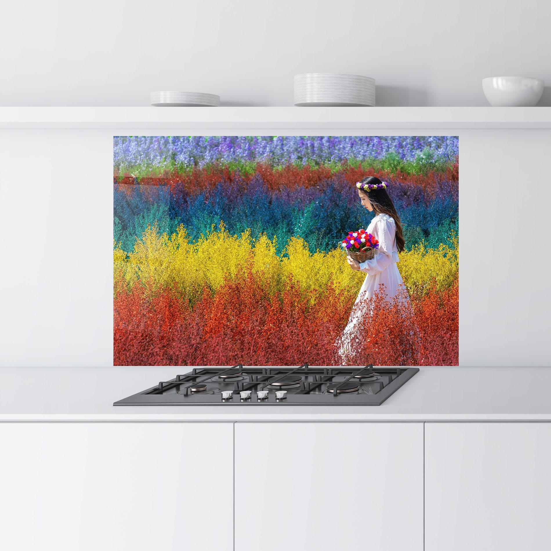 Стъклен панел за кухня Holding Spring Flowers mockup 9