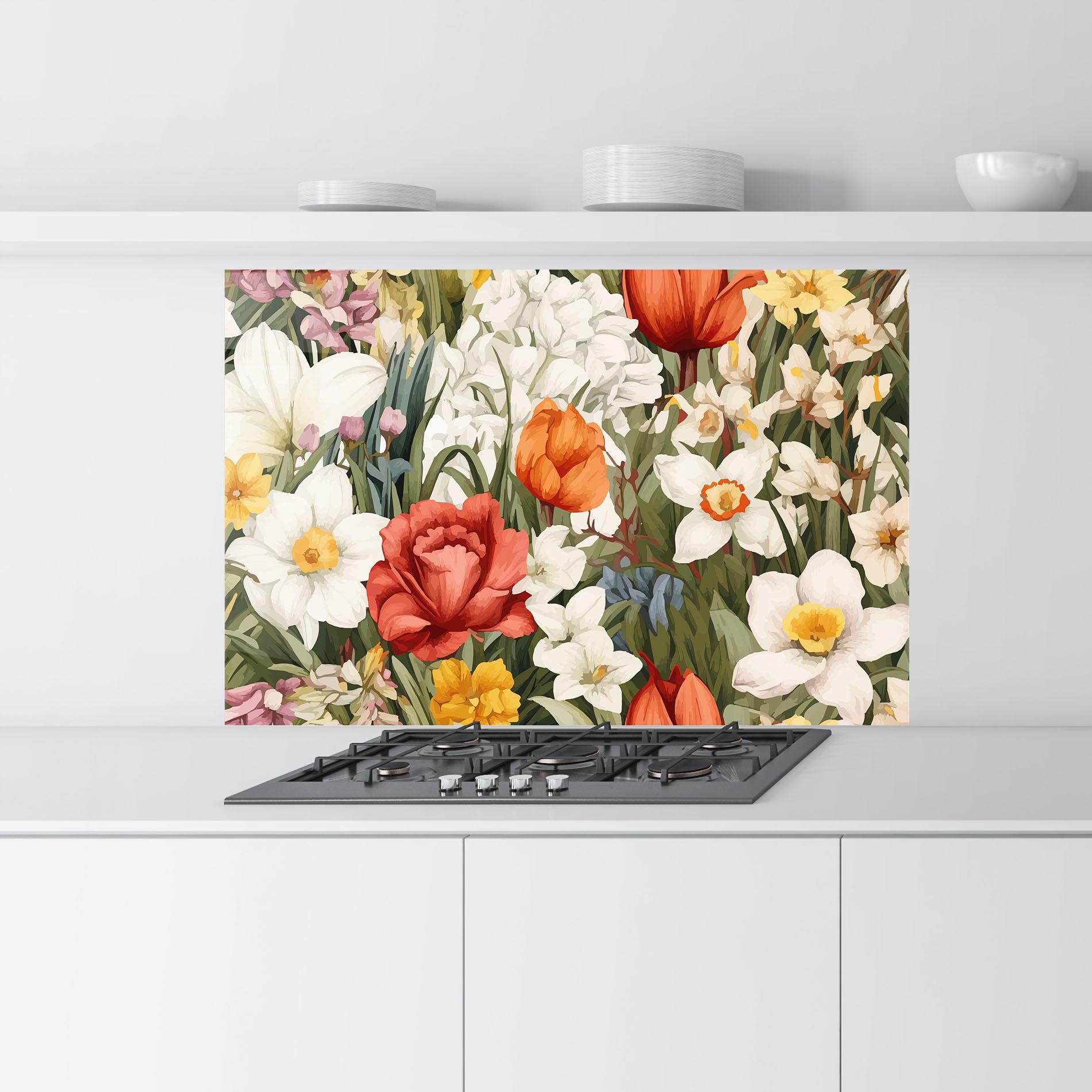 Стъклен панел за кухня Orange Red Spring mockup 9