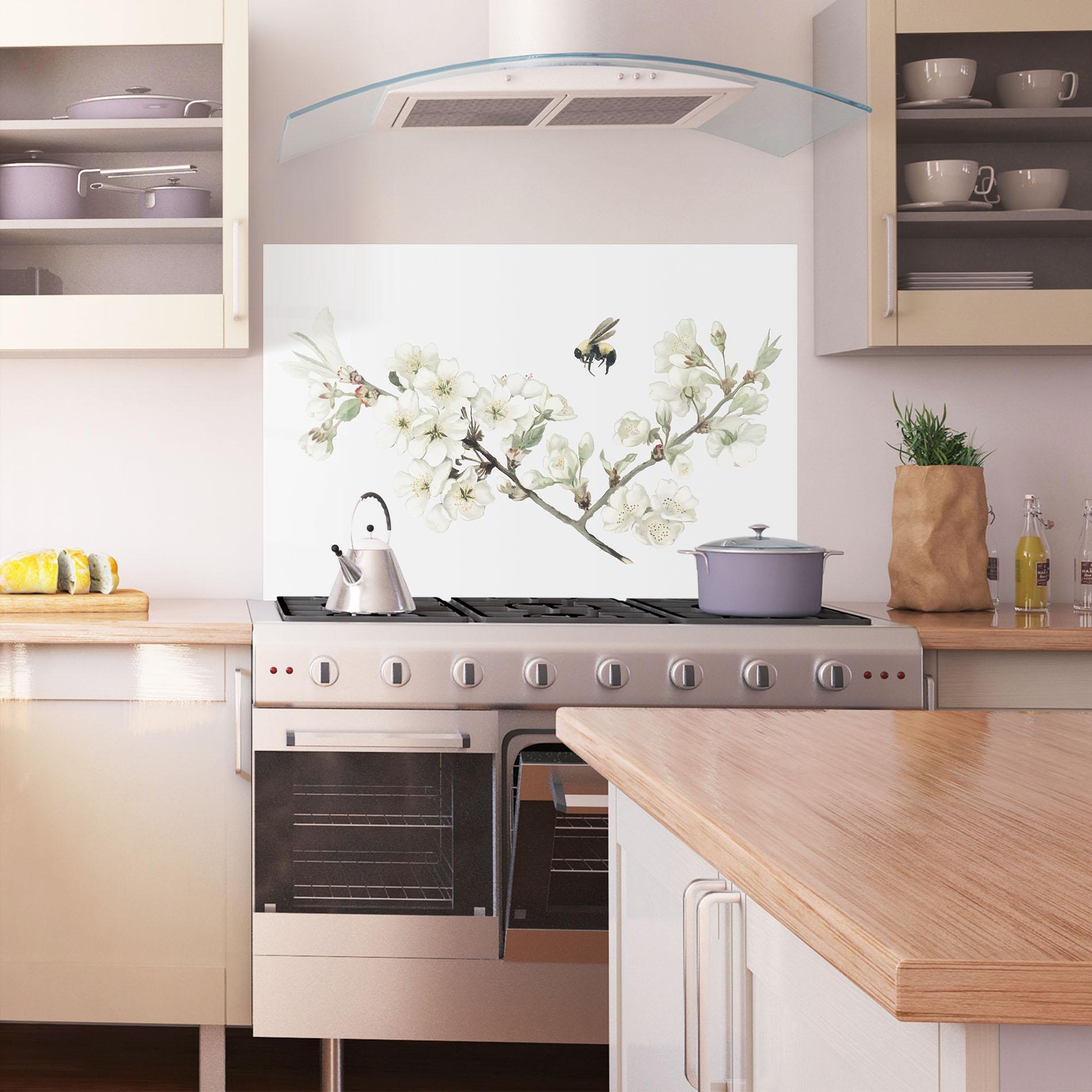 Стъклен панел за кухня Bee Spring Flower mockup 1