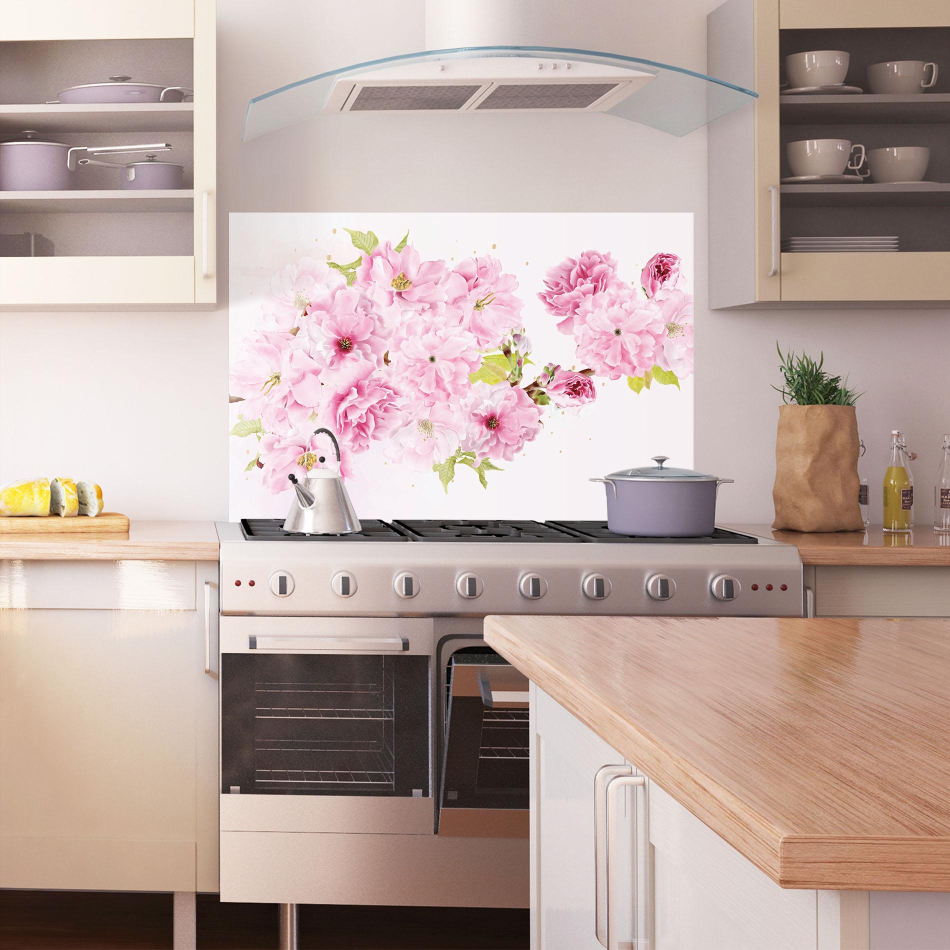 Стъклен панел за кухня Cherry Flower Spring mockup 1