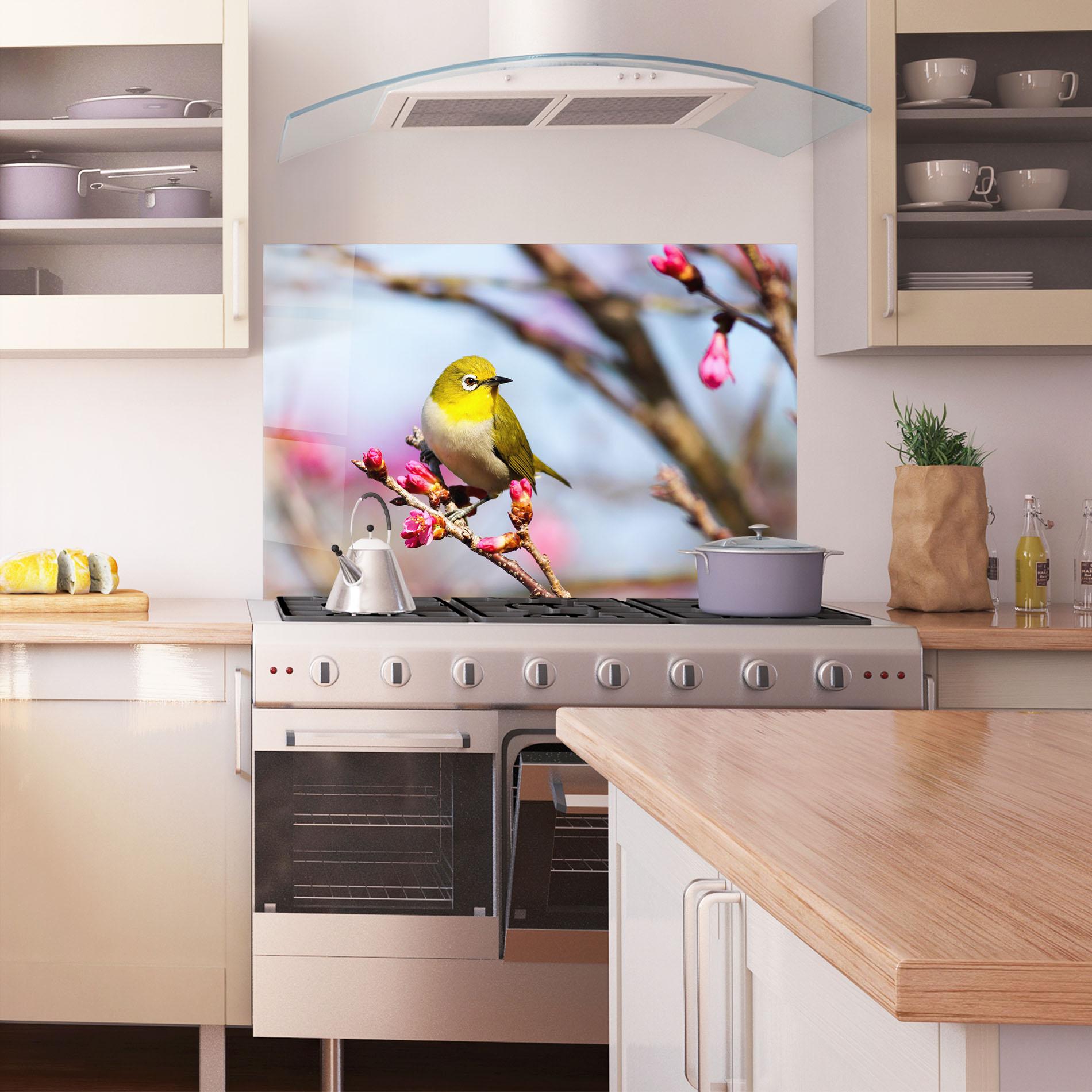 Стъклен панел за кухня Cute Pink Flower Buds mockup 1