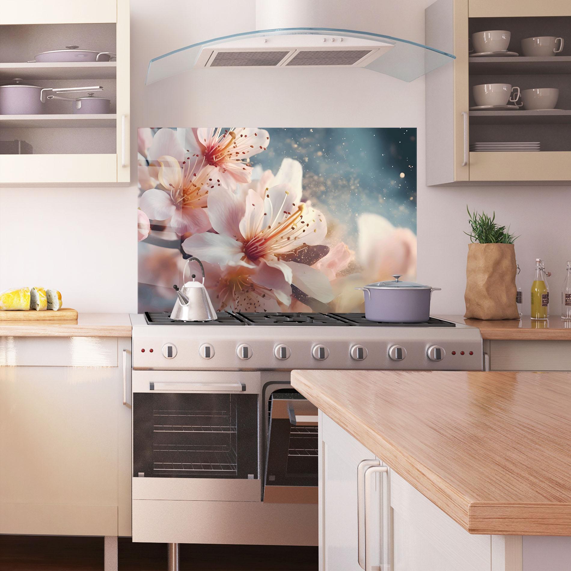 Стъклен панел за кухня Flower Spring Art mockup 1