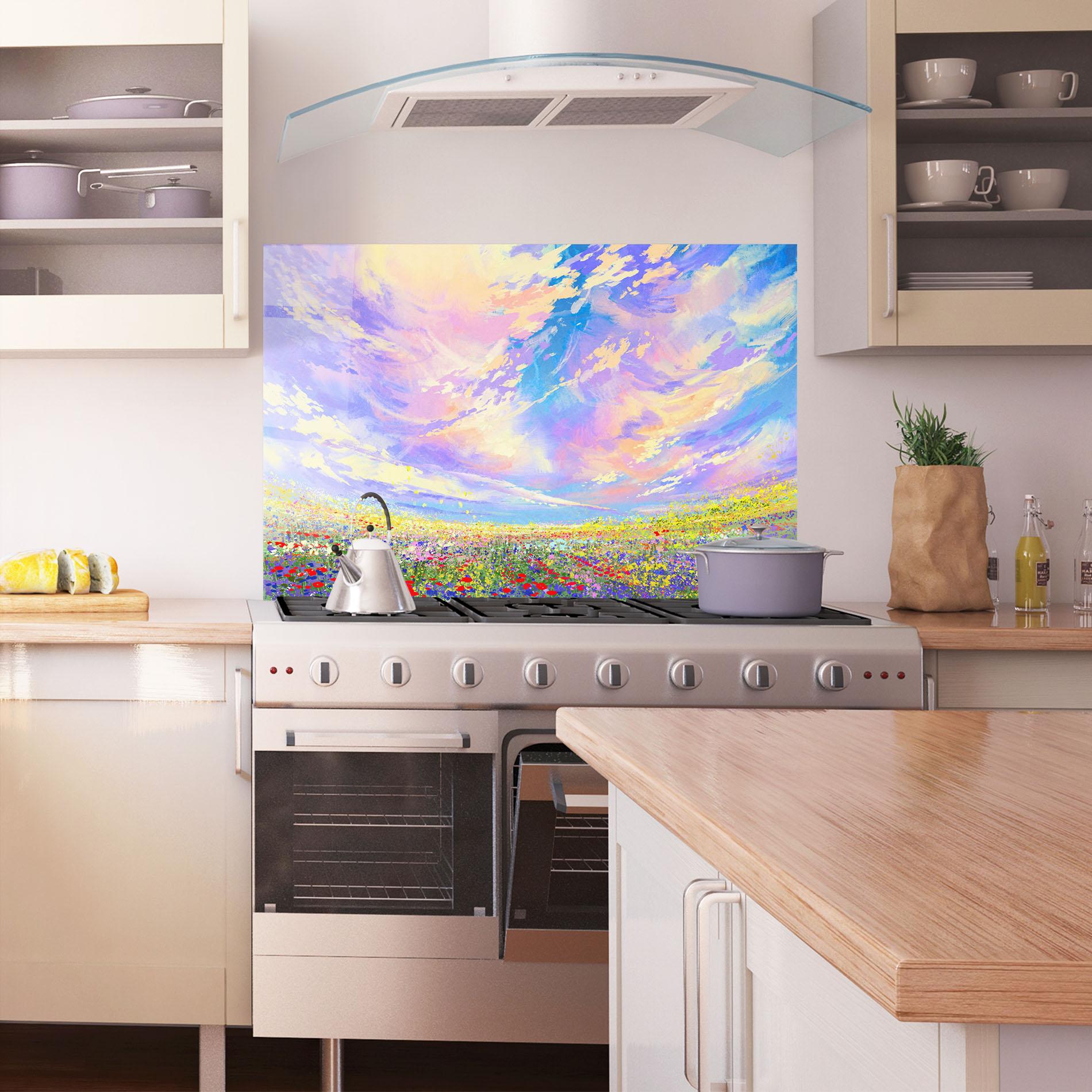 Стъклен панел за кухня Spring Field mockup 1