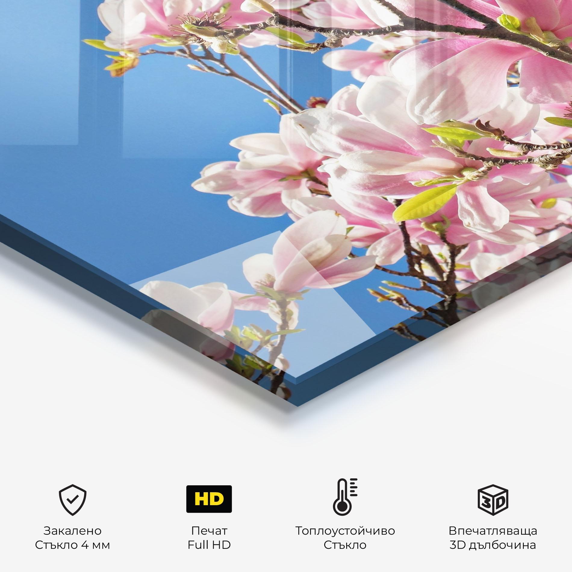 Стъклен панел за кухня Beautiful Pink Chinese Tree mockup 2