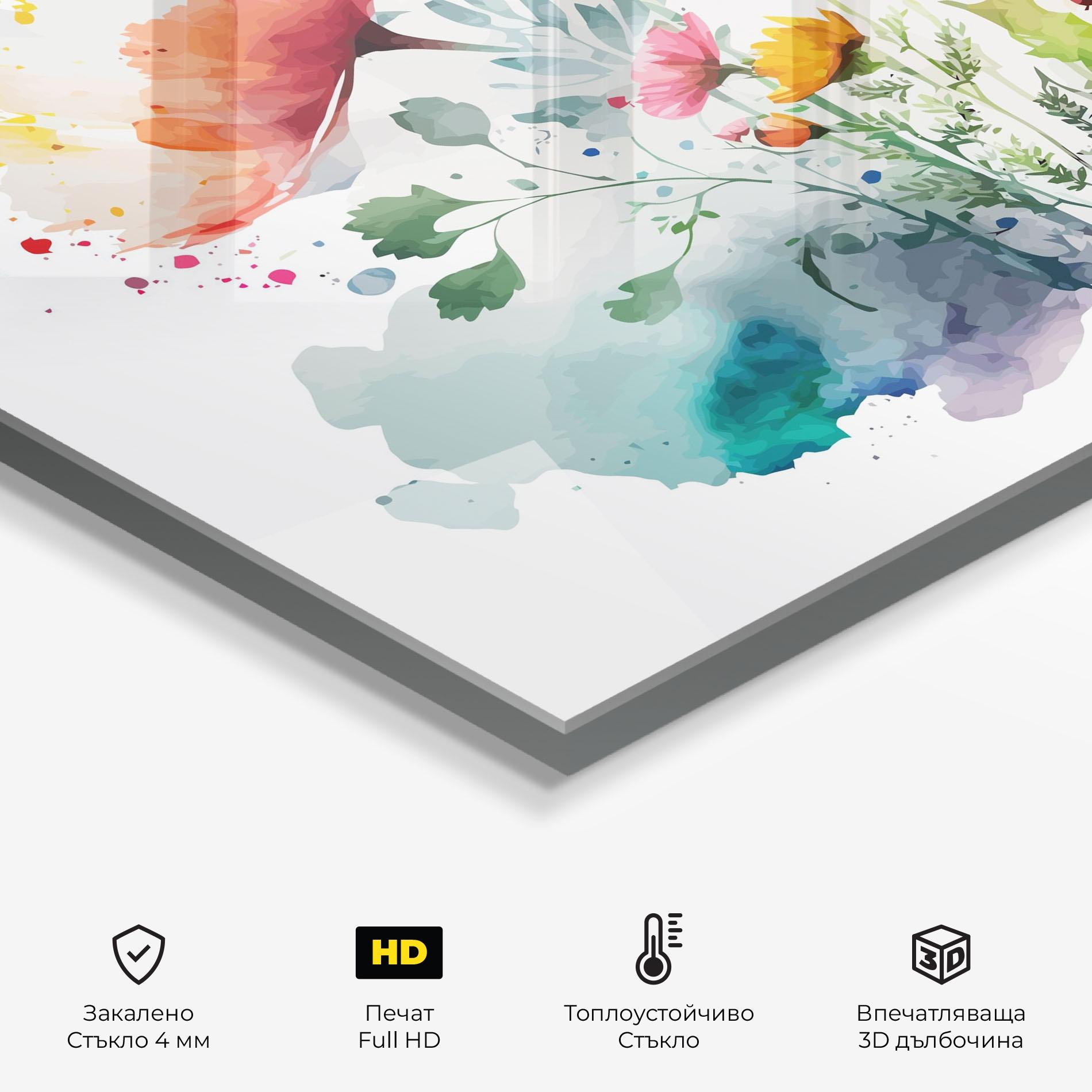 Стъклен панел за кухня Beautiful Spring Flowers mockup 2