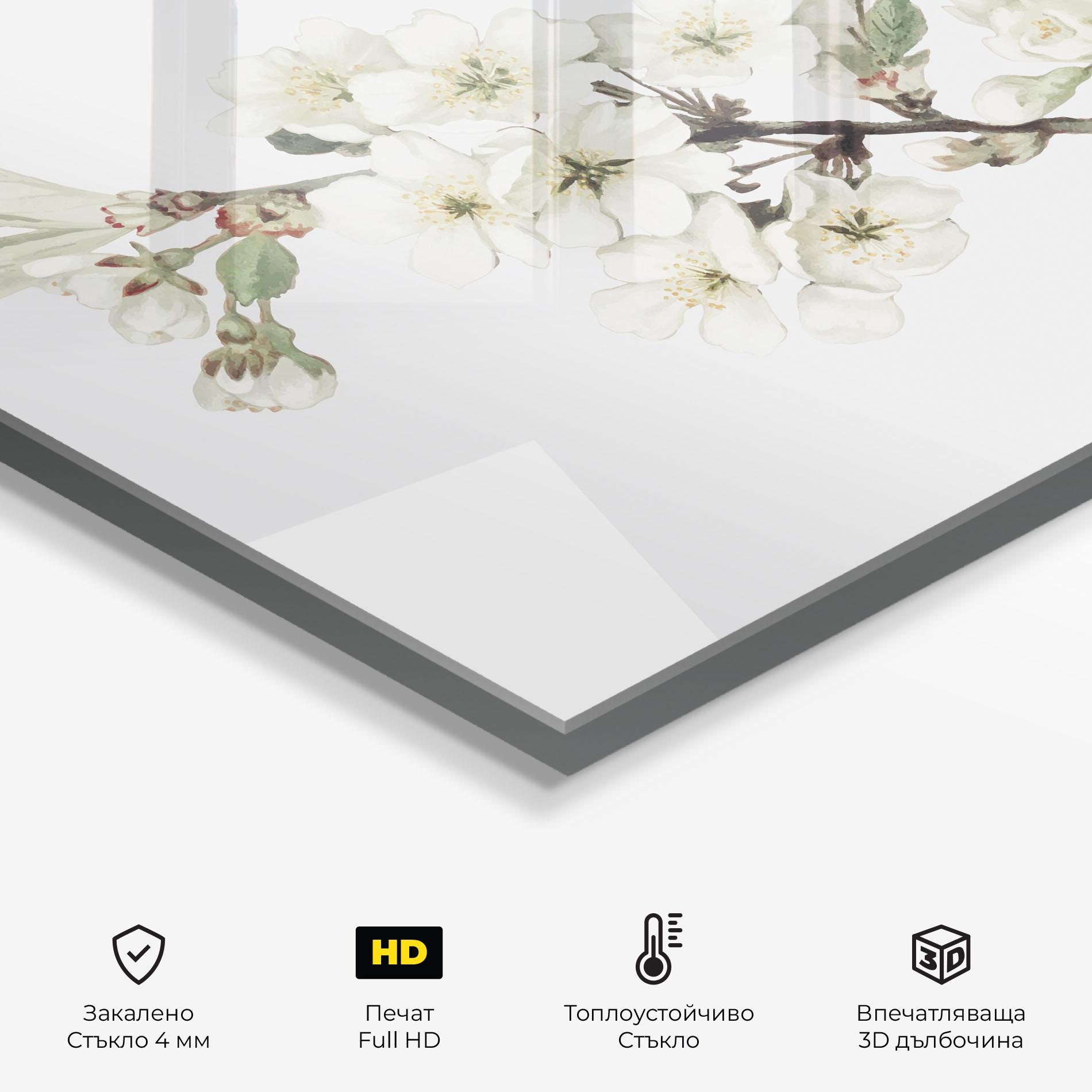 Стъклен панел за кухня Bee Spring Flower mockup 2
