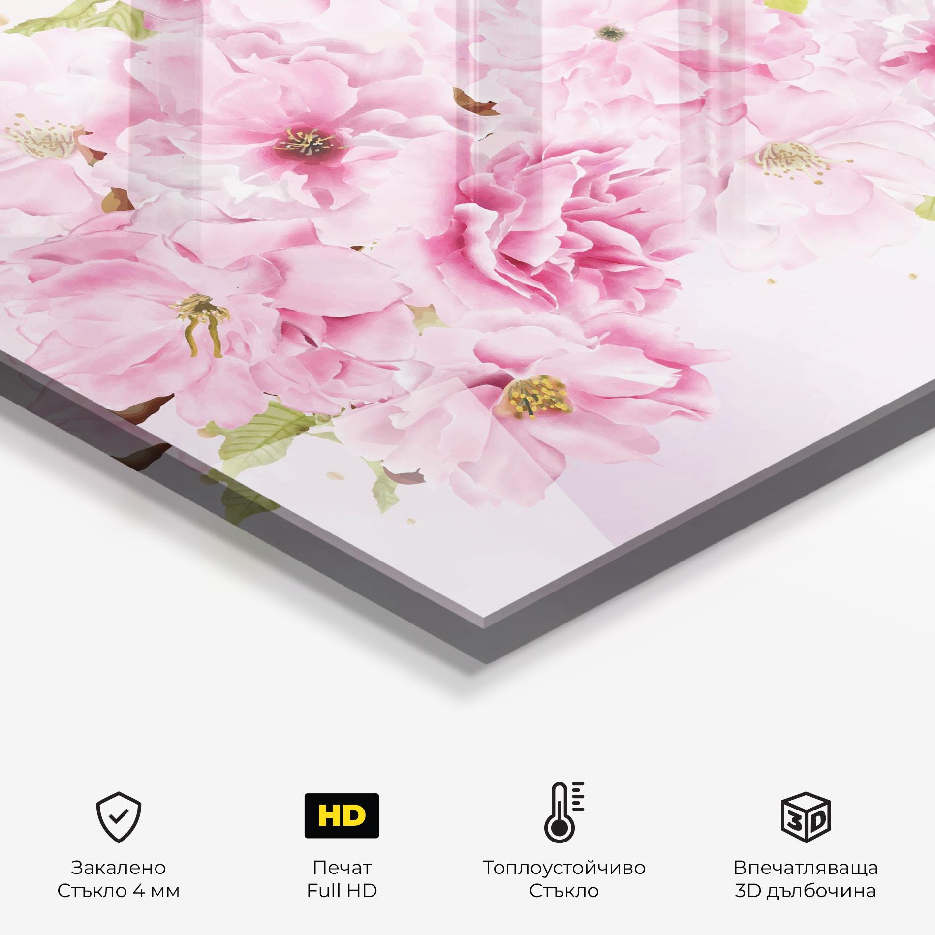 Стъклен панел за кухня Cherry Flower Spring mockup 2