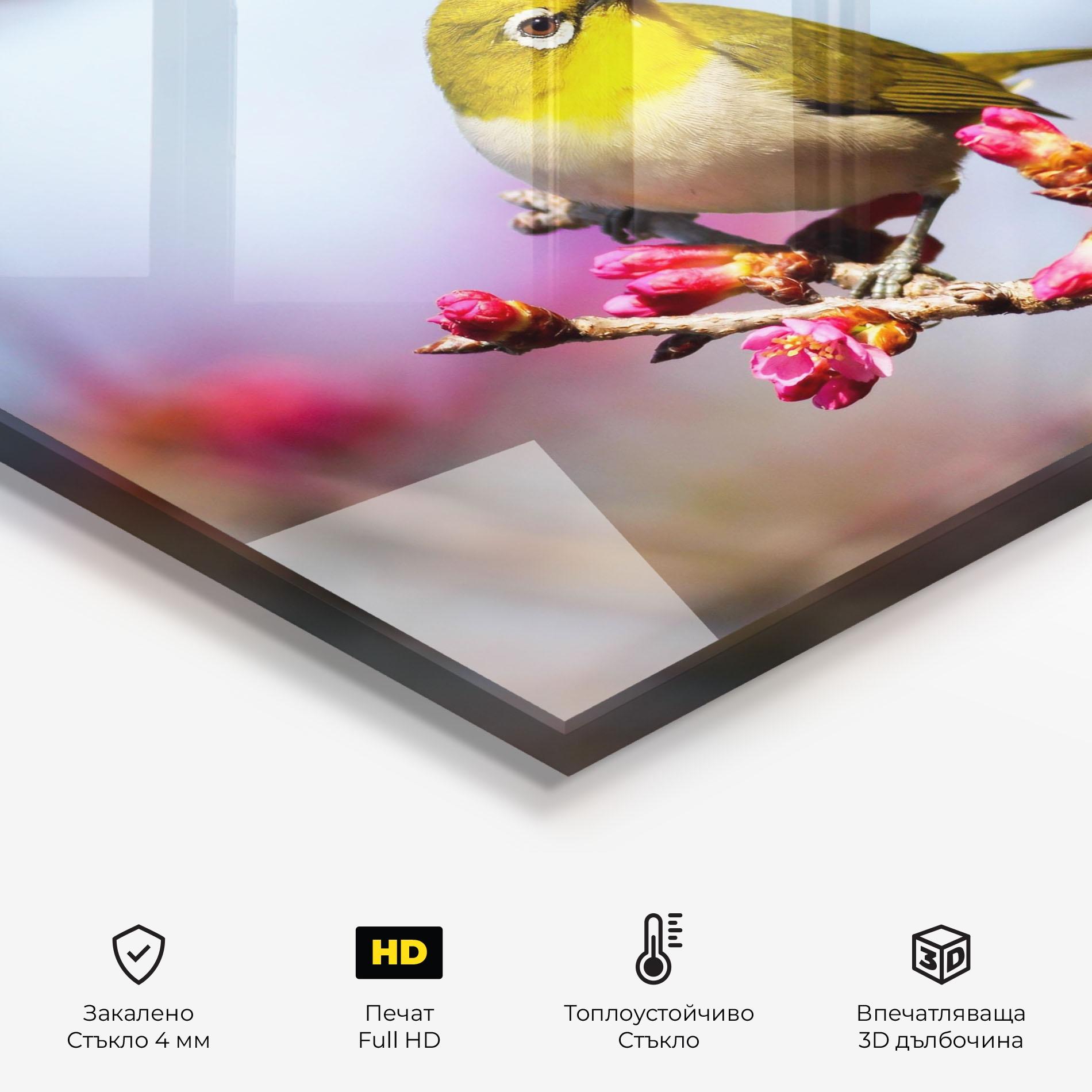 Стъклен панел за кухня Cute Pink Flower Buds mockup 2