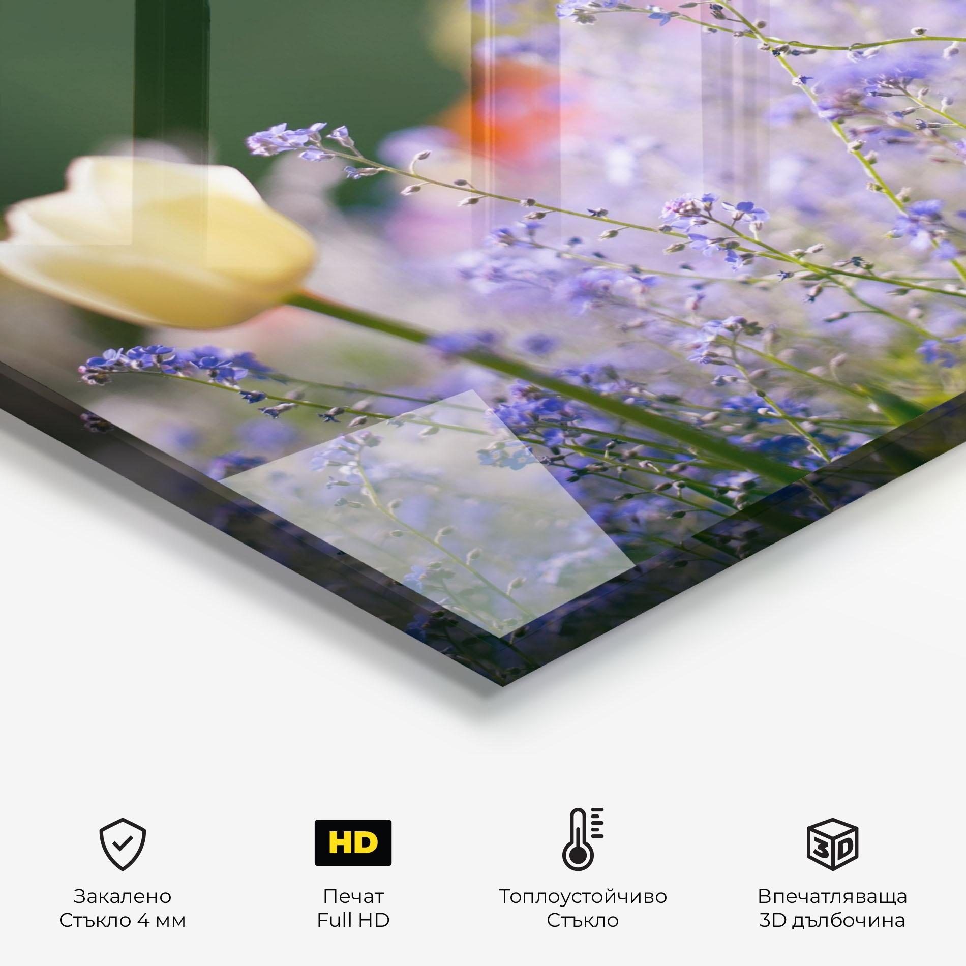 Стъклен панел за кухня Small Little Spring Flower mockup 2